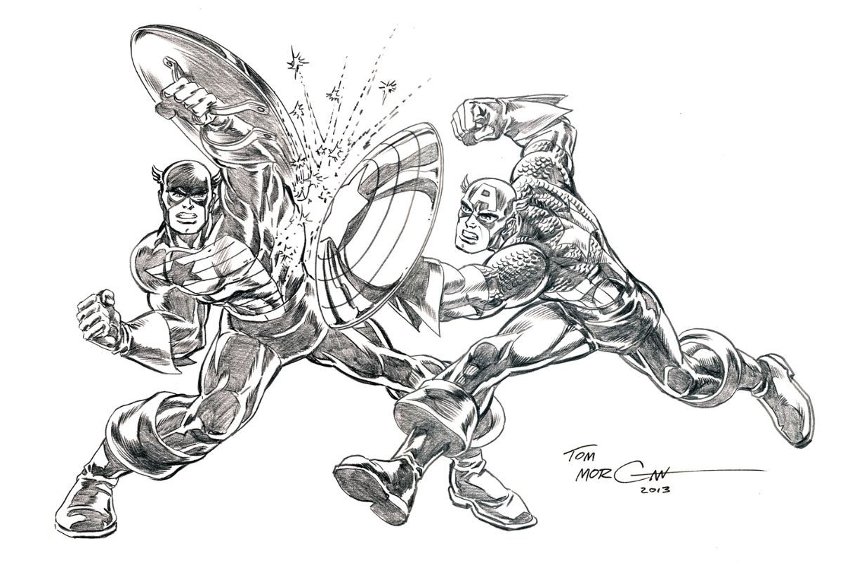 Wallpaper #R6WnOJMBVBiSkHCax45p193 Captain America vs the Captain by Tom Morgan Comic Art Comic Art Art