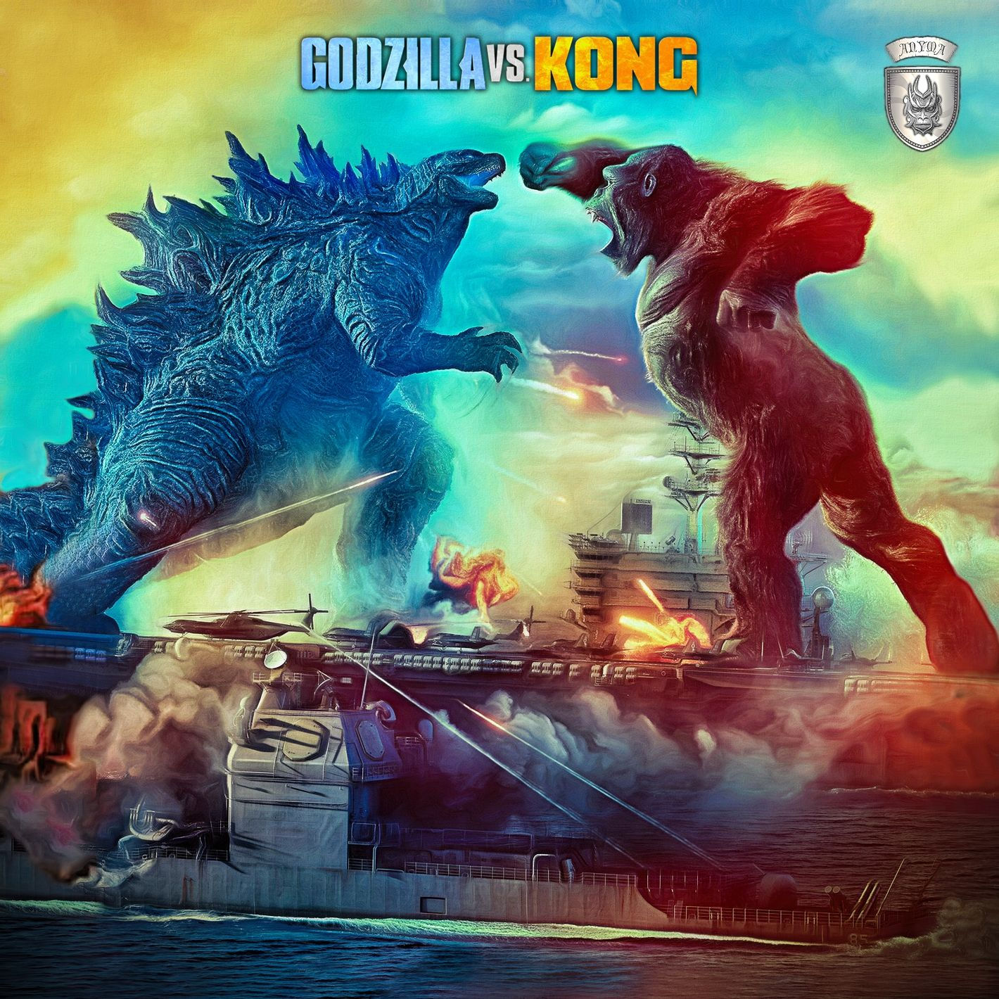 Wallpaper #1u_fTJMBMN-XEVvVqz47159 Godzilla vs Kong Movie Poster with Two Large Monsters Fighting Over a