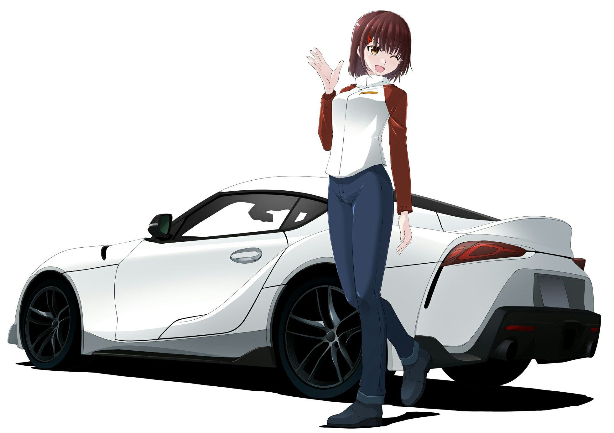 Wallpaper #46bf0 Download Girl Leaning on a Nissan Skyline Car Anime Wallpaper