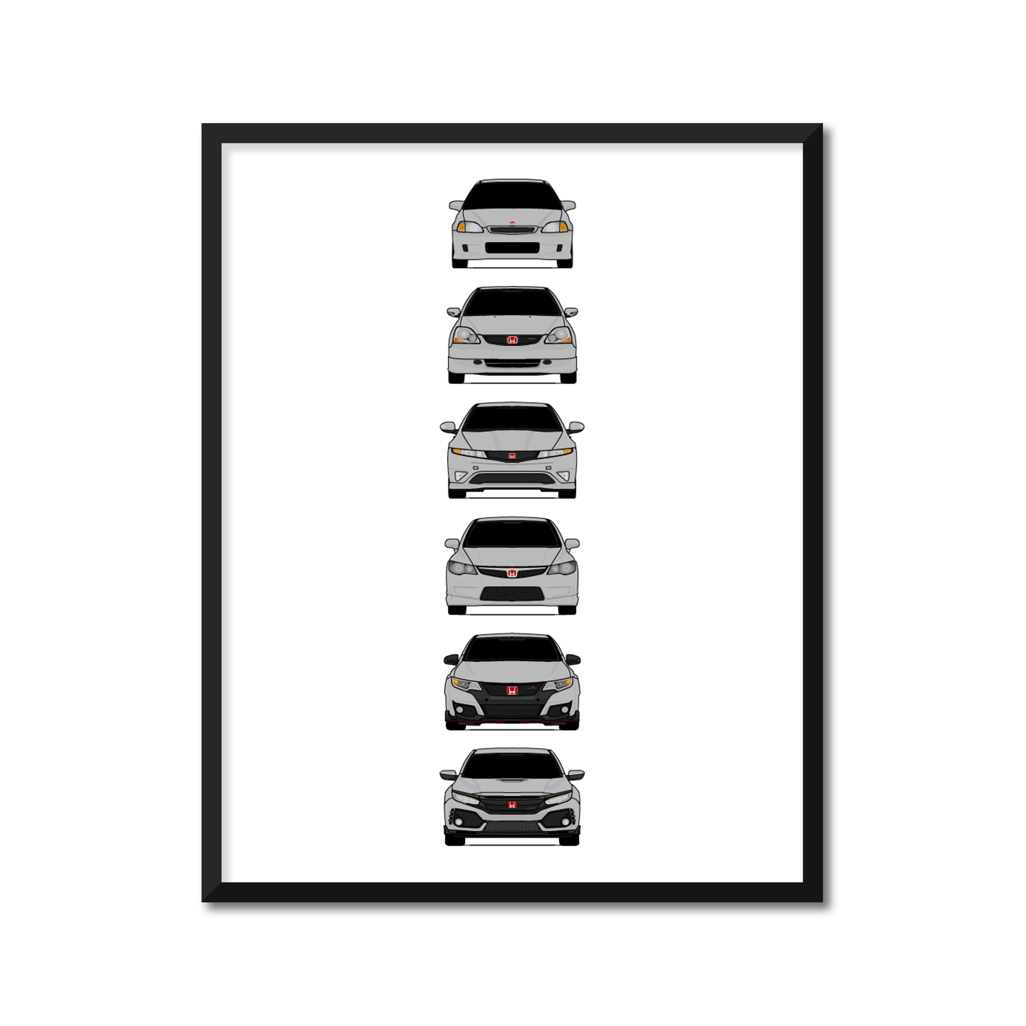 Wallpaper #XmdO75IBSpphPi3-E2Ft407 Honda Civic Type R Generations Inspired Car Poster Handmade Print of