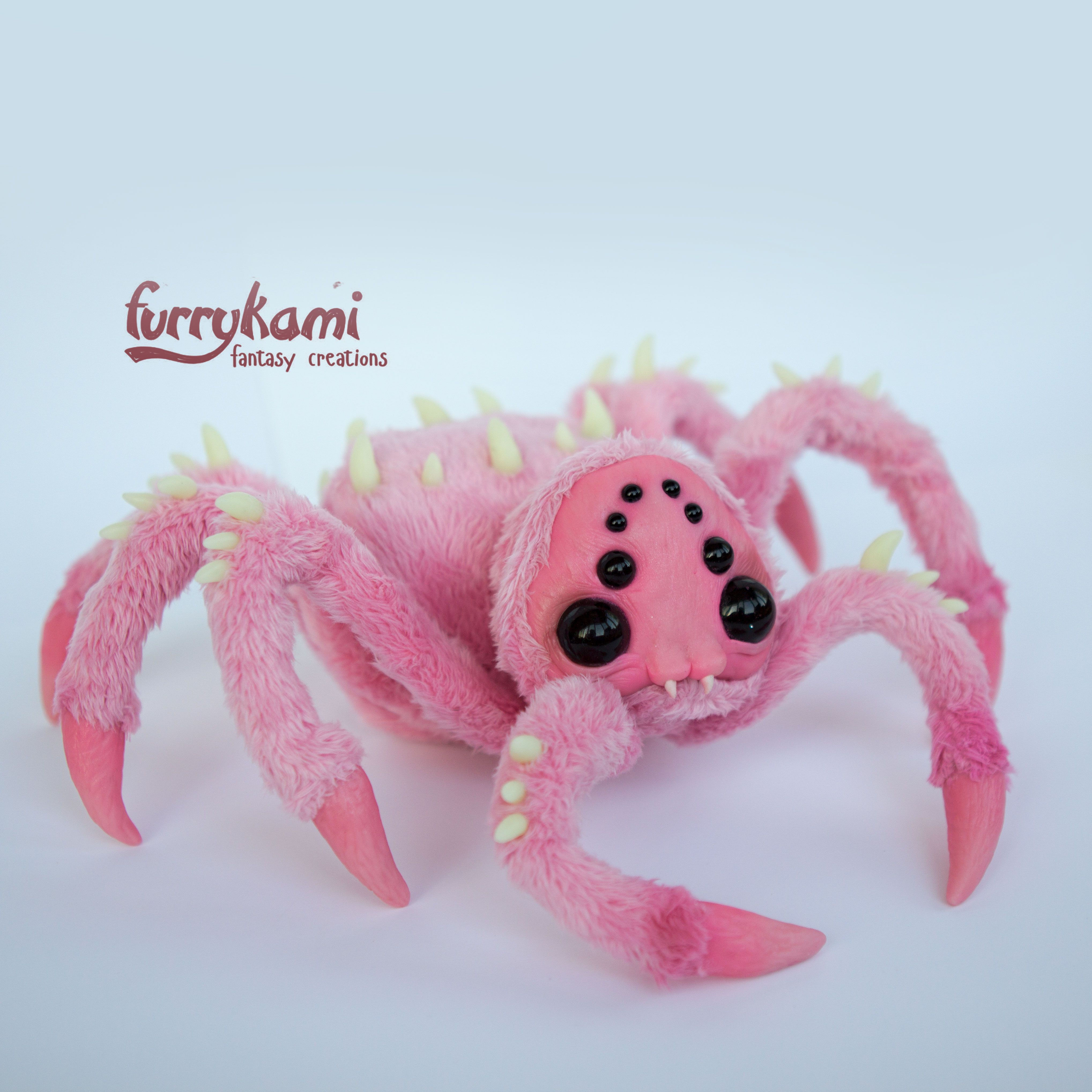 Wallpaper #1fQOOpMBKFX8bn3r-3cr203 Cute Spider Toy by Furrykami Poseable Plush Pink Creepy Toys Fantasy