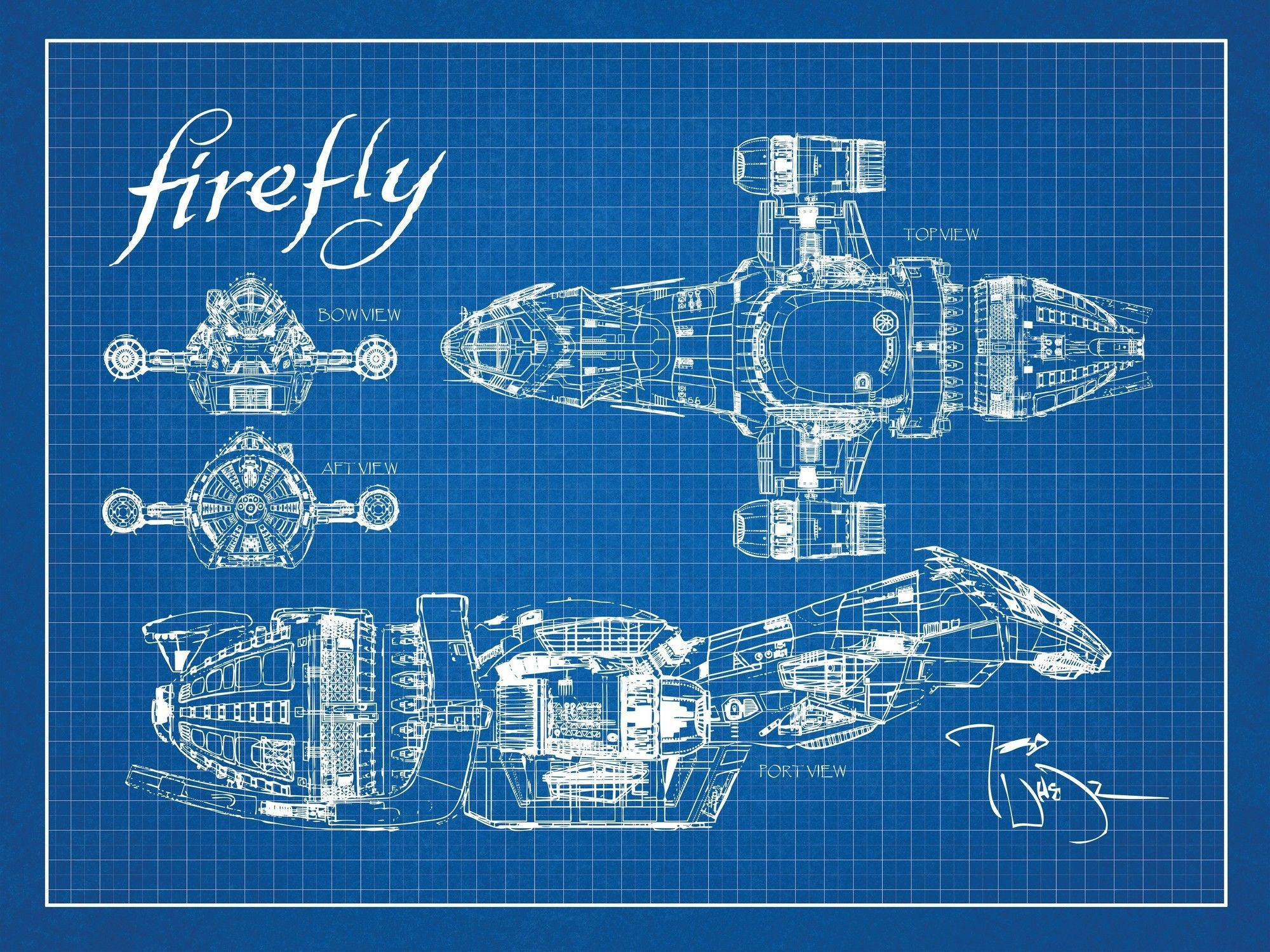 Wallpaper #H2huGZMBSpphPi3-FBdI71 Inked and Screened Firefly Serenity Blueprint Graphic Art Poster in