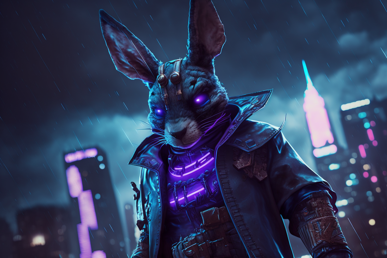 Wallpaper #qa3MMZMBKf019FdaUxGB251 Cyberpunk Rabbit in 2023 Modern Graphic Art Cyberpunk Animal Art