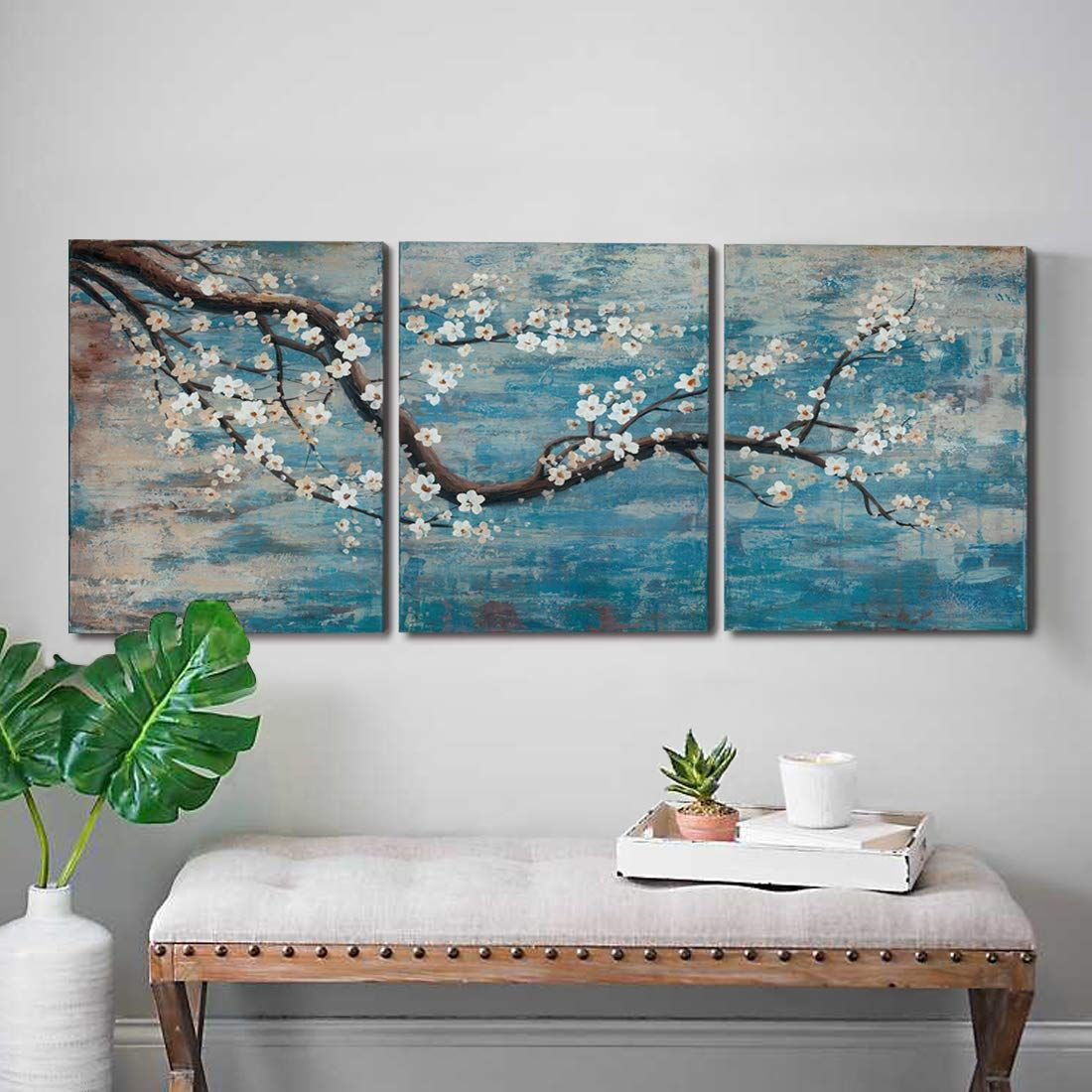 Wallpaper #FGfC_5IBSpphPi3-96QM285 Amatop 3 Piece Wall Art Hand Painted Framed Flower Oil Painting on