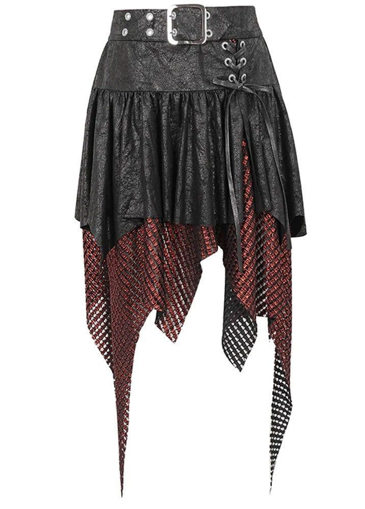 Wallpaper #_bmH3pIBJvJKYCmESQX0412 Punk Red Net Layered Skirt in 2024 Steampunk Skirt Fashion Red Mini