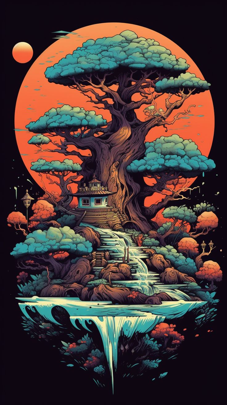 Wallpaper #tbjY3JIBJvJKYCmEhf1i379 Surreal Dreamy Japanese Bonsai Tree Wall Art