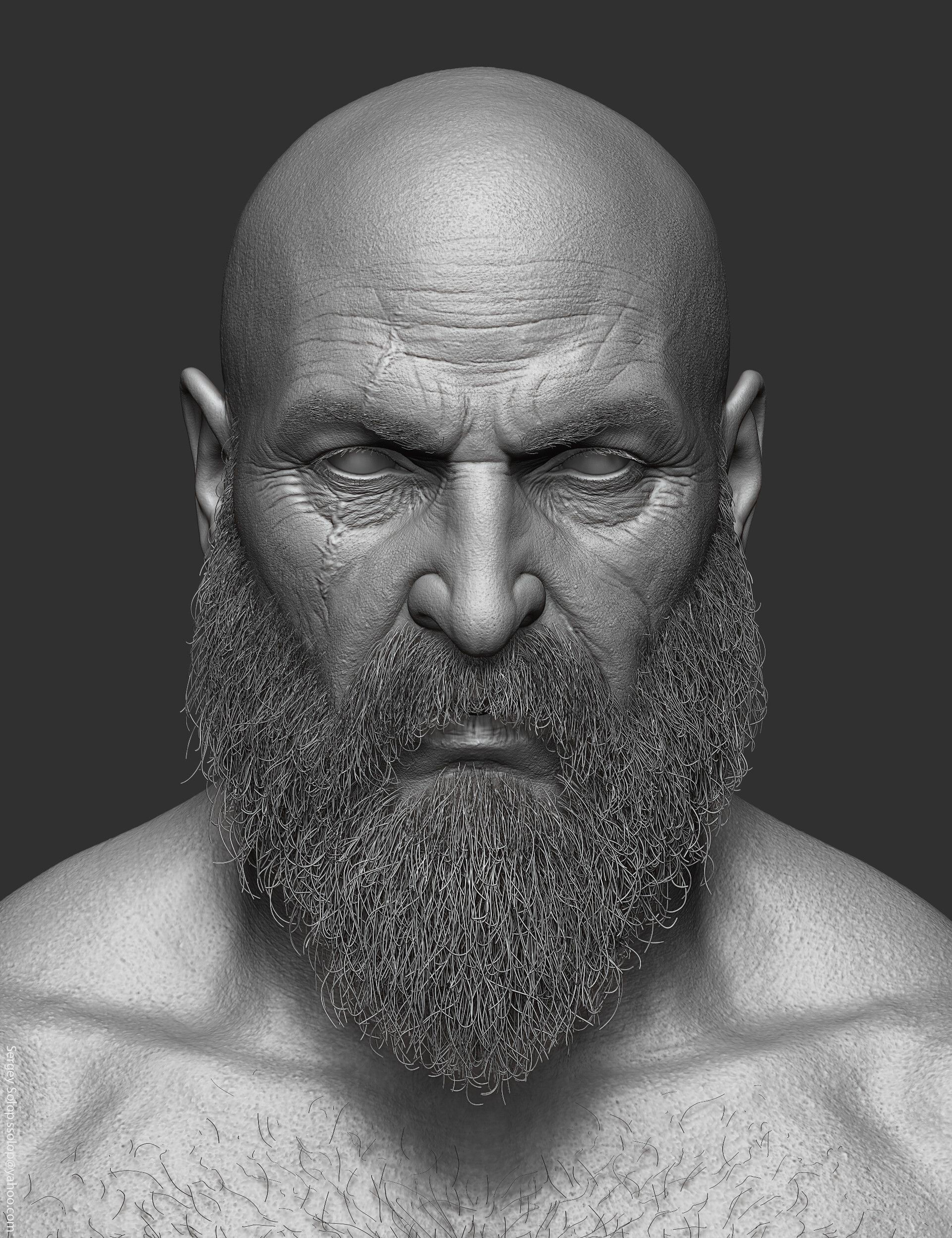 Wallpaper #fKVEOJMBVBiSkHCaLI1q447 Artstation Kratos God of War Sergey Solop Low Poly Character