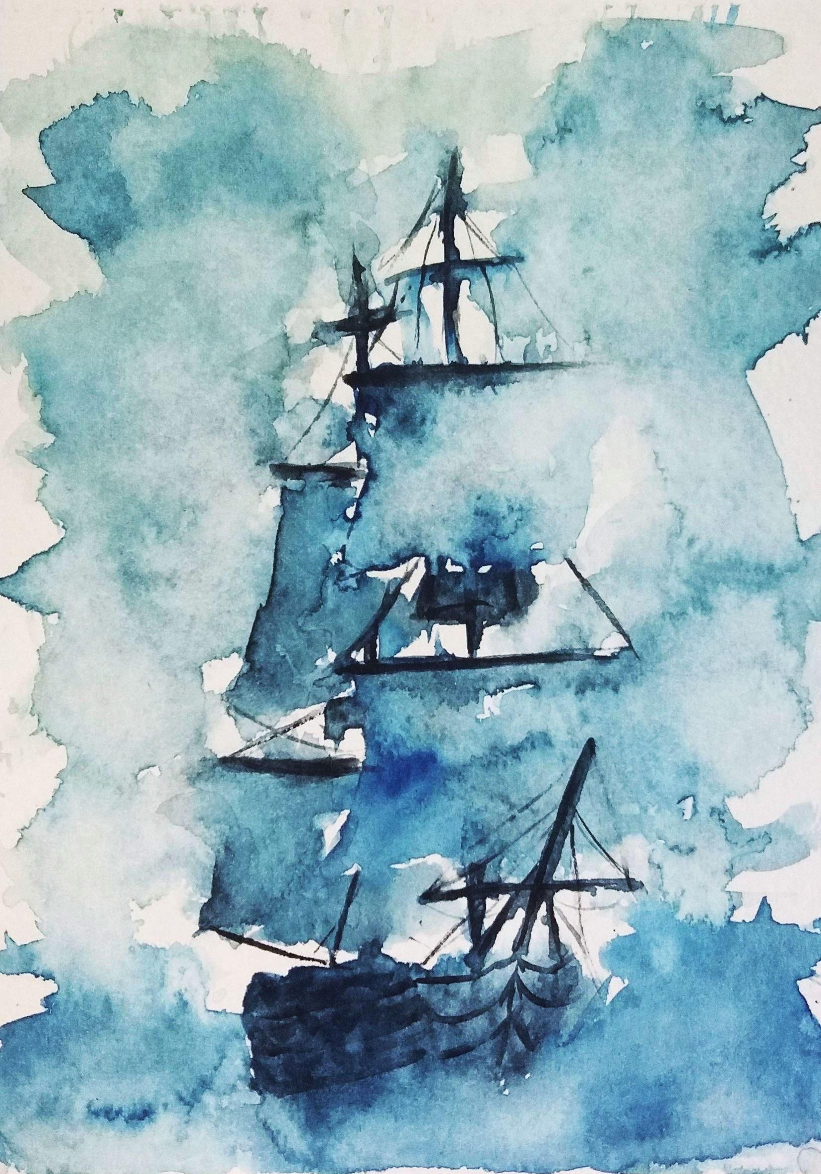 Wallpaper #5JxX4pIBZHQxiYari78Z332 Sailing Ship Watercolor Painting