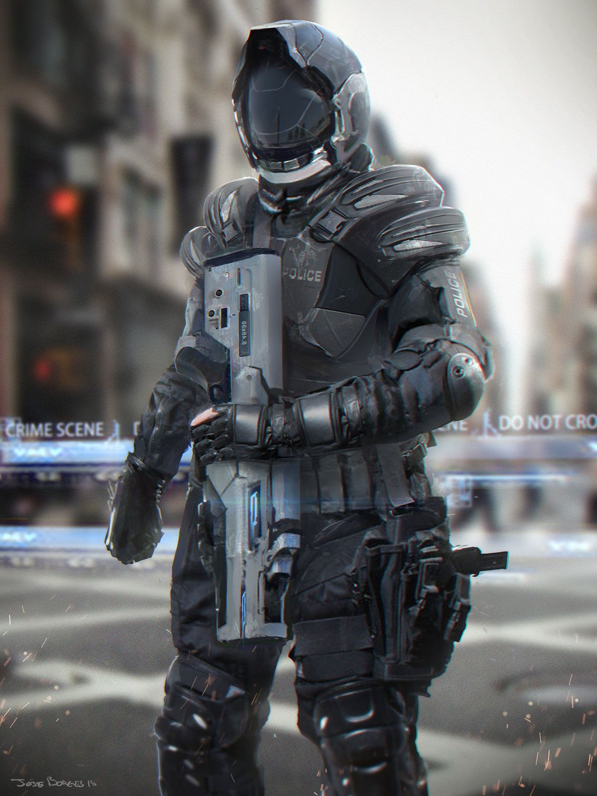 Wallpaper #gxnUFo8BtGB6xQ780W7t49 Artstation Police Jose Borges Sci Fi Armor Futuristic Armour