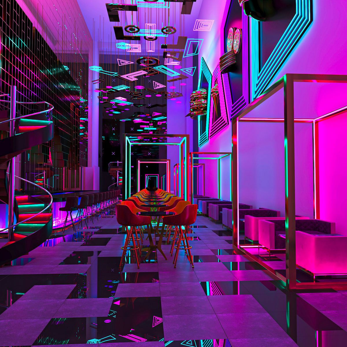 Wallpaper #32gqF5MBSpphPi3-sA2h1 Concept Neon Bar on Behance Nightclub Design Lounge Design Neon