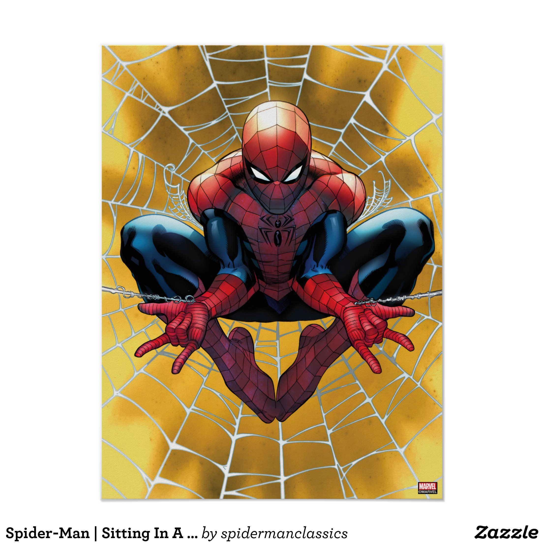 Wallpaper #njGpNZMB5zzyi_yYaFf331 Spider Man Sitting in a Web Poster Zazzle Spiderman Art