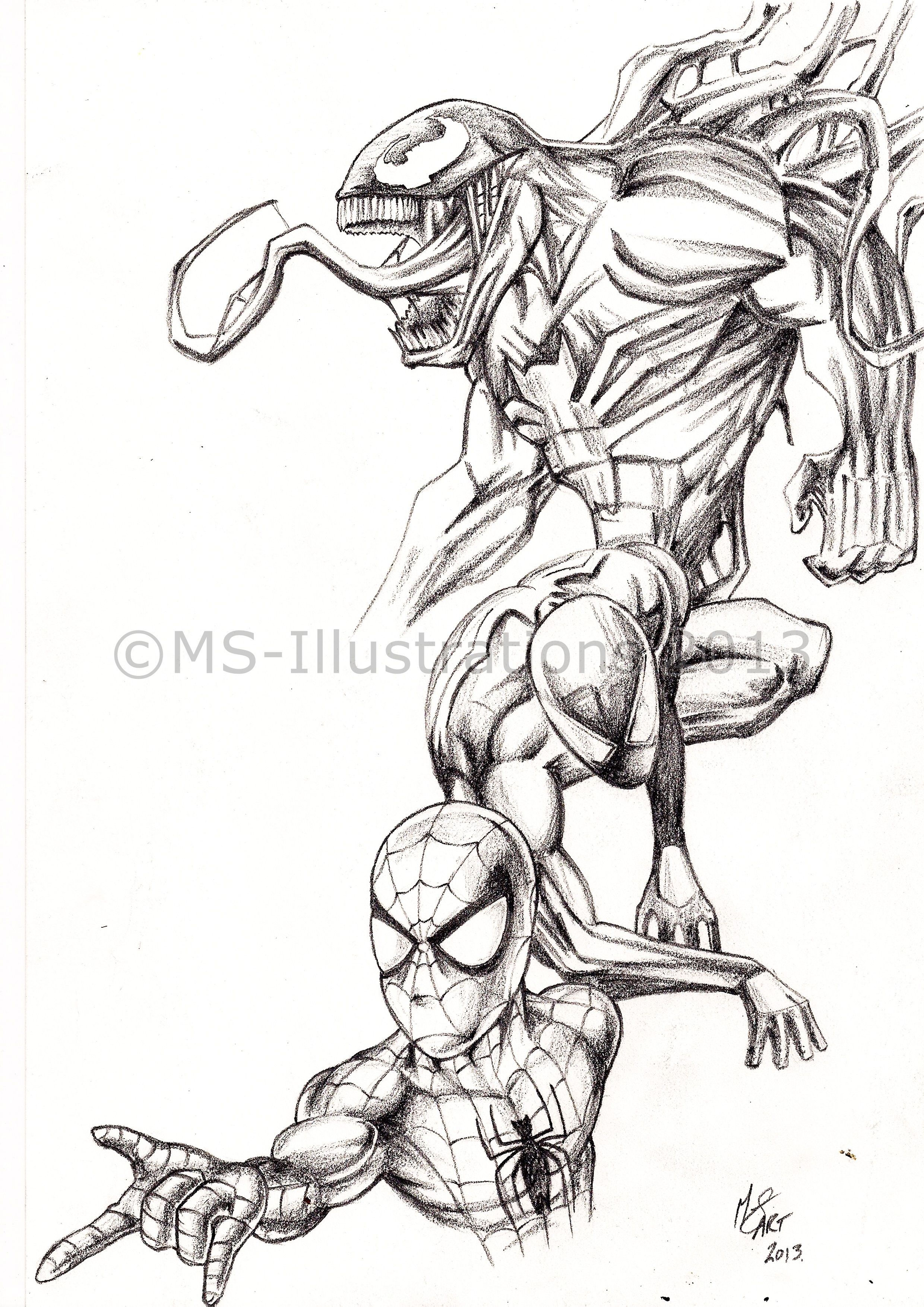 Wallpaper #s1jFNJMBzN9vxX34Aj3S198 Spiderman and Venom Sketch