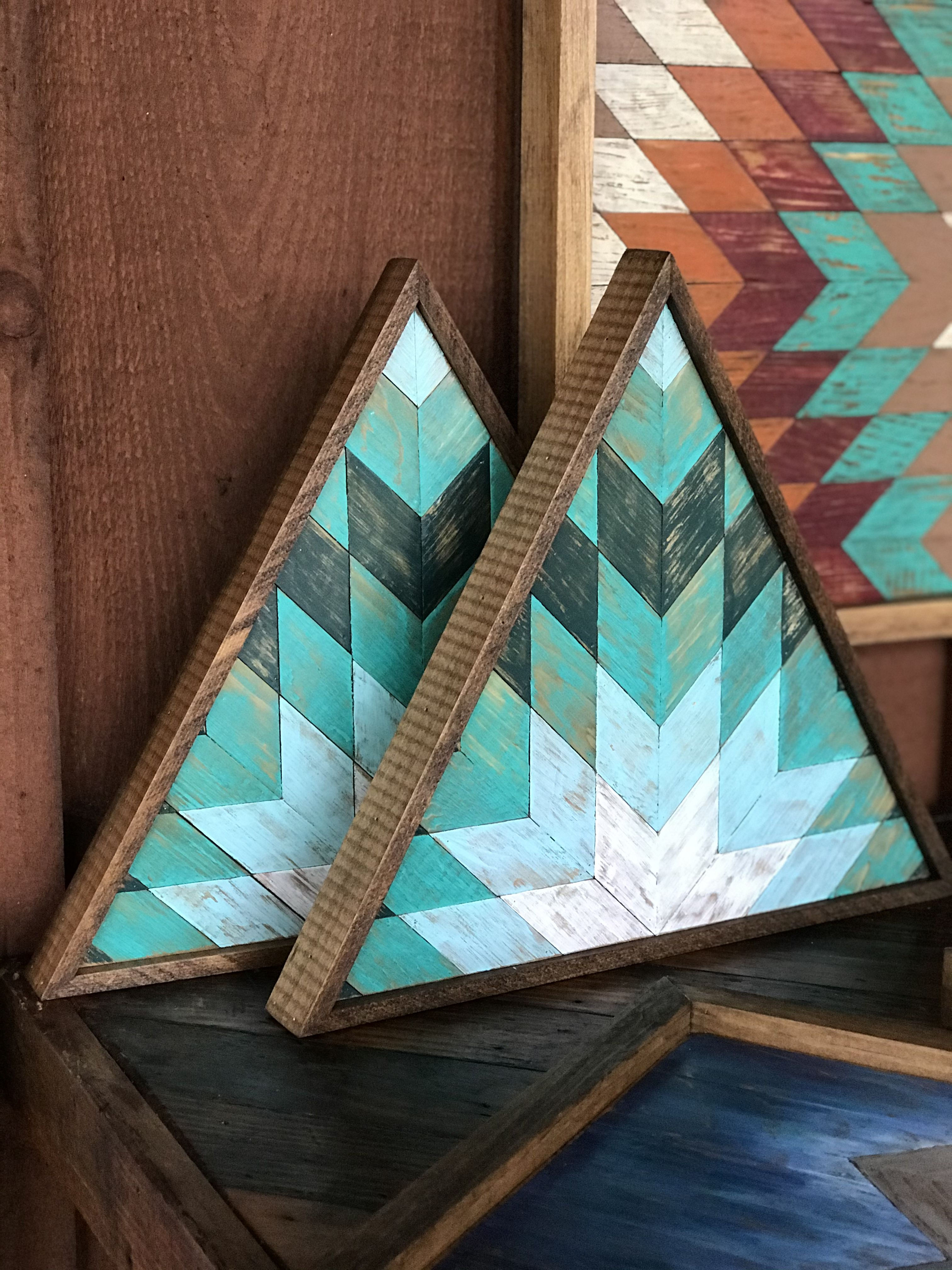 Wallpaper #a2flDJMBSpphPi3-ROG8171 Triangle Barn Quilt Wall Art with Bursting Star Design Wooden Mosaic