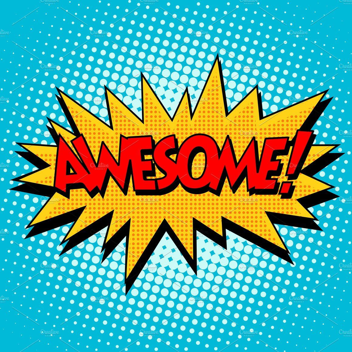 Wallpaper #nWdA85IBSpphPi3-JnTg88 The Word Awesome is Written in Comic Style