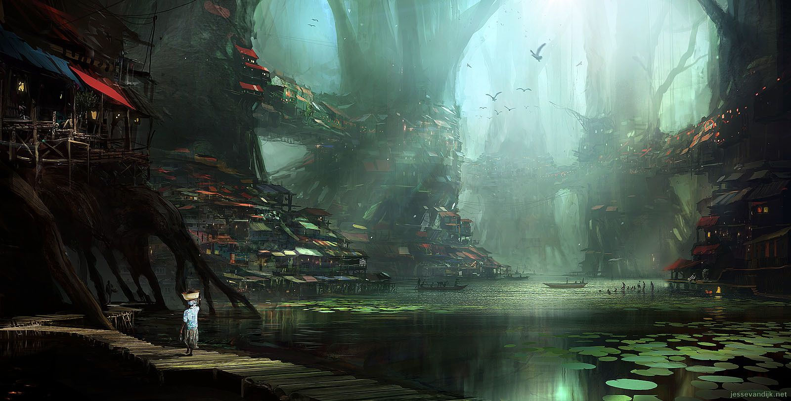 Wallpaper #dkWNj44B7YBJg1BVkp3G40 Dzalou Freshwater Mangrove by Jesse Van Dijk Concept Art Environment