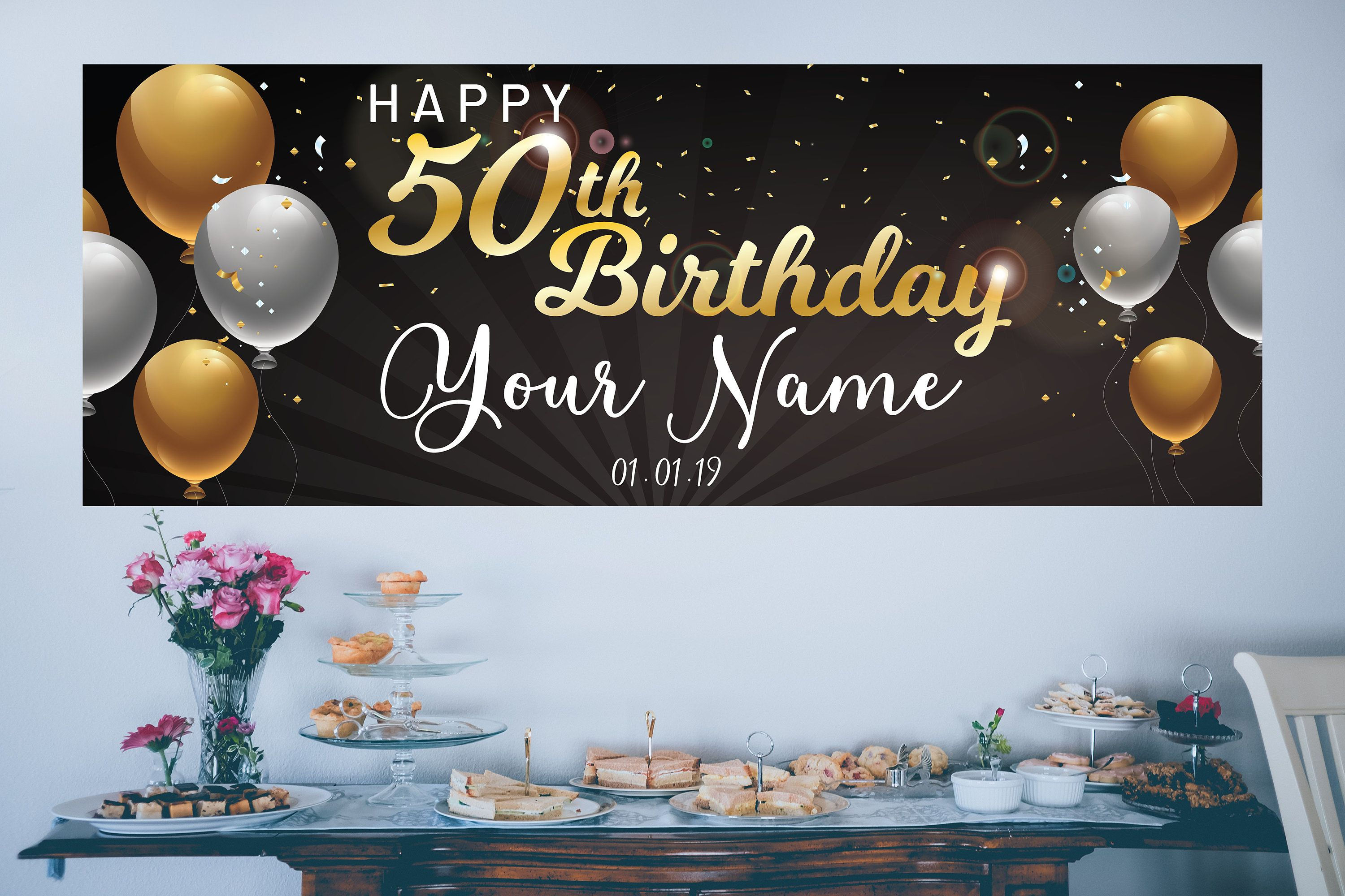 Wallpaper #PDHeNZMB5zzyi_yYylio220 Happy Birthday Banner Personalized Black and Gold Banner Happy Birthday