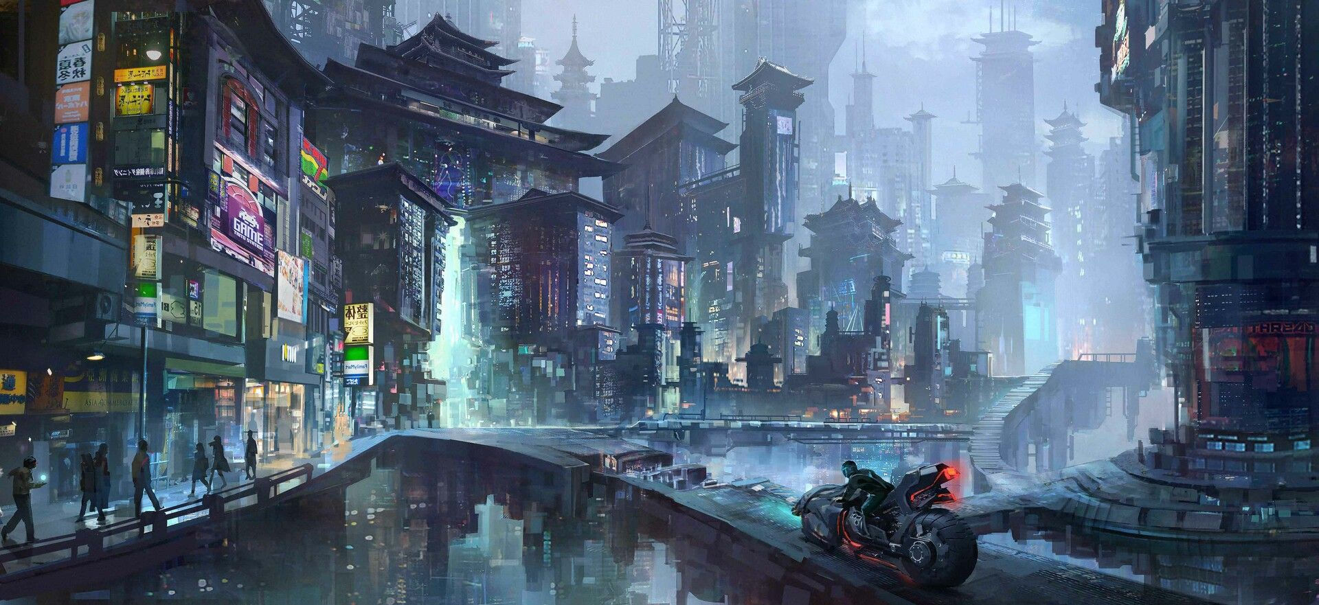 Wallpaper #SLhR2ZIBJvJKYCmEiexE56 Cyberpunk by Jiaxin Lee Cyberpunk Landscape Futuristic