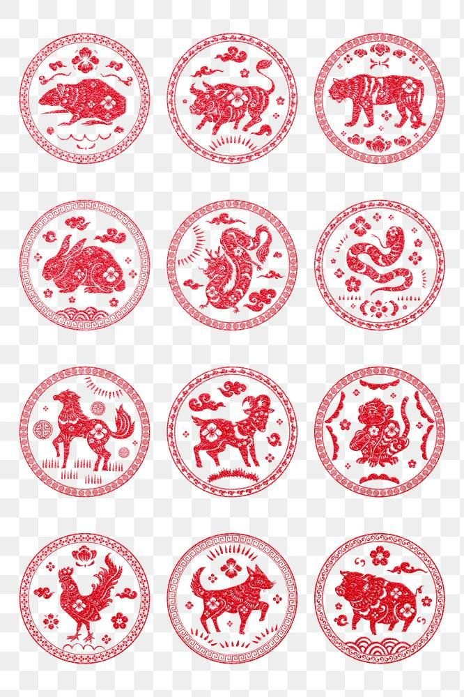 Wallpaper #GLmI3ZIBJvJKYCmEJwEF382 Download Premium Png of Chinese Animal Zodiac Badges Png Red New Year