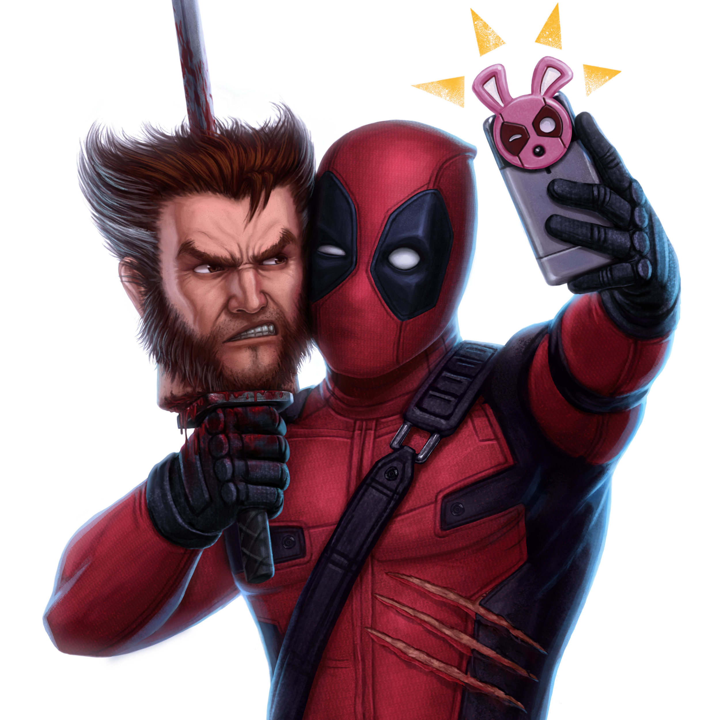 Wallpaper #pmjDFpMBSpphPi3-rQx9239 A Man in a Deadpool Suit Holding a Cell Phone