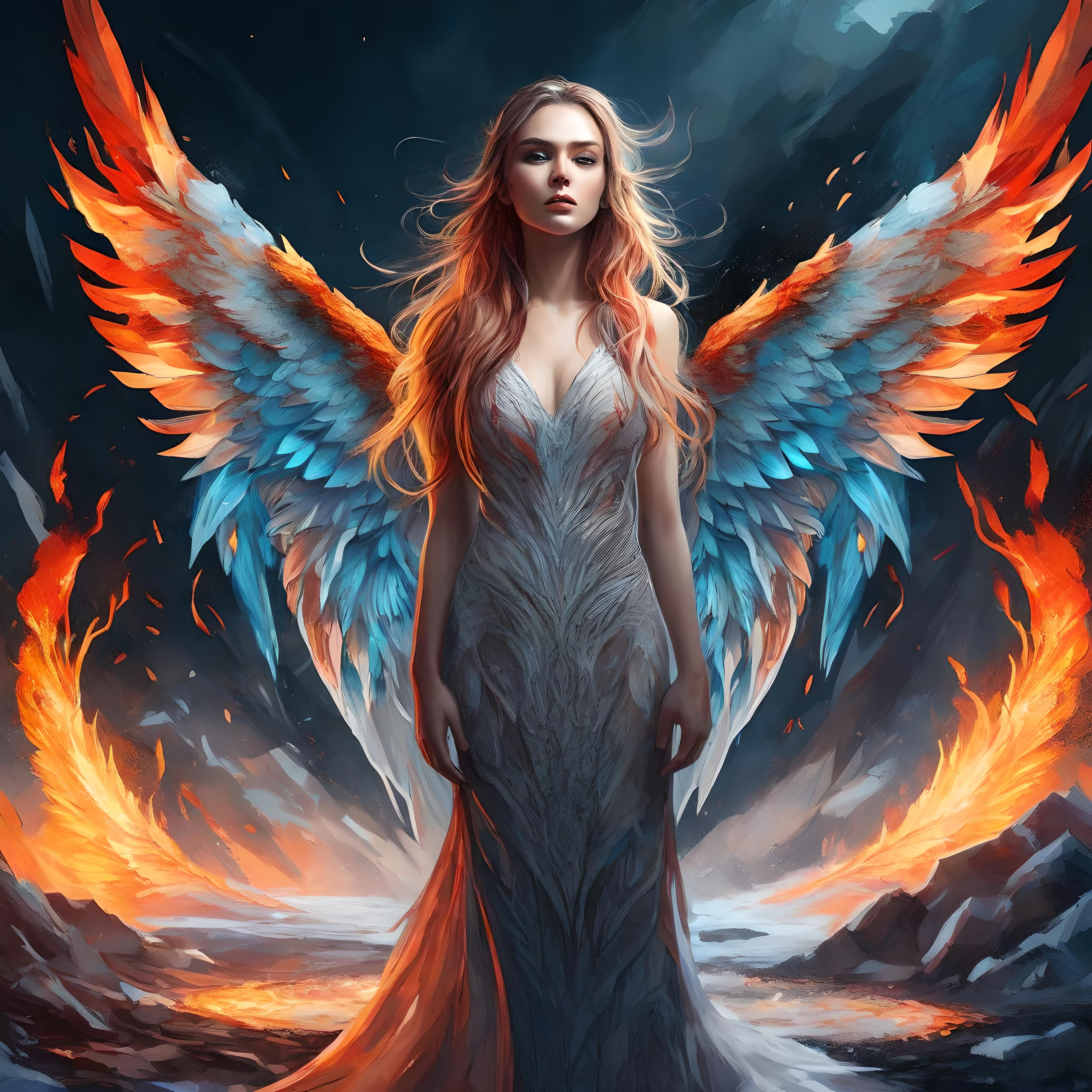 Wallpaper #uGeq85IBSpphPi3-JHaQ82 Fire Ice Pheonix Portrait Fire and Ice Animation
