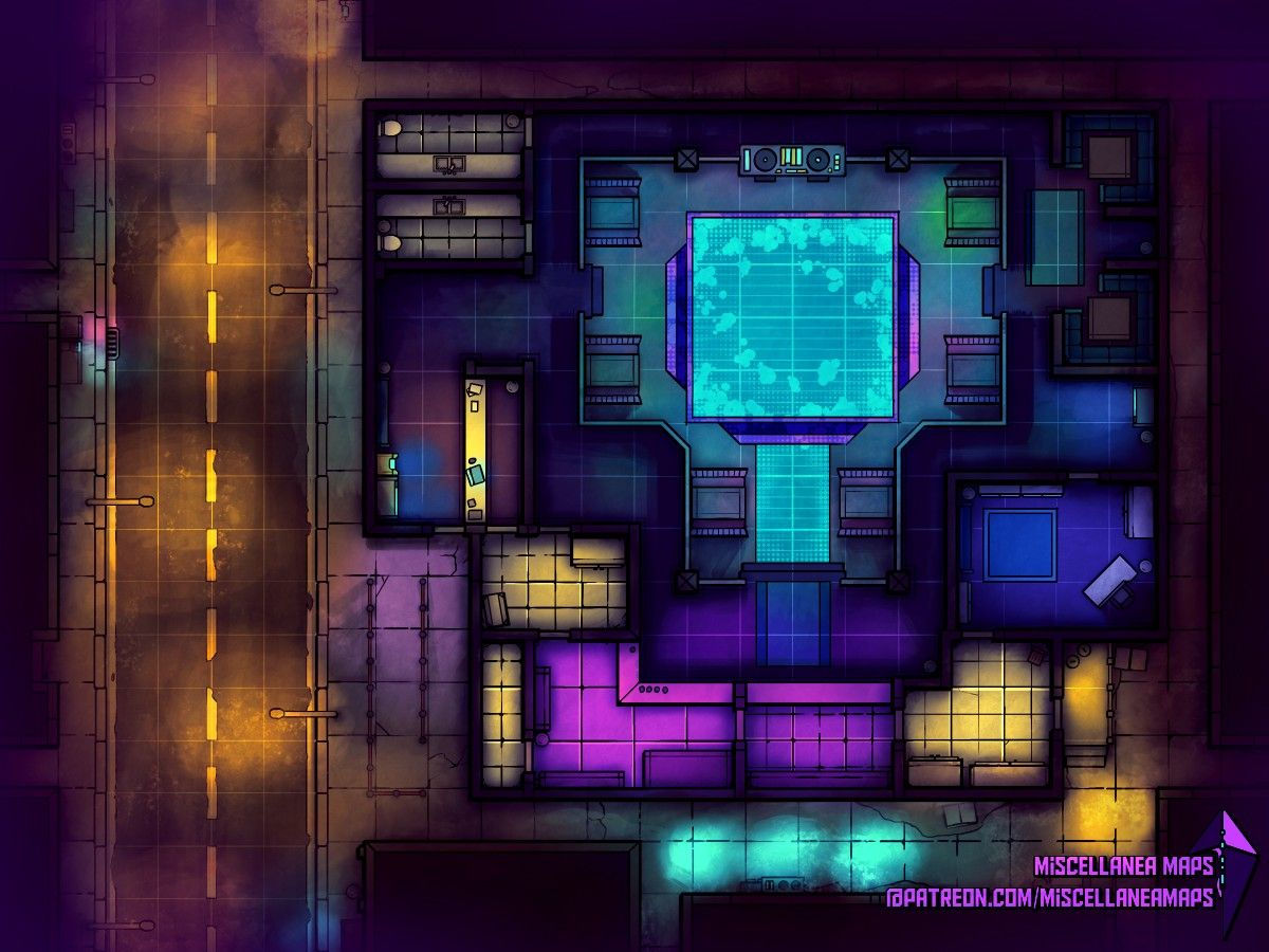 Wallpaper #sTtbcJcBSWmA-tzpCI-m59 Neon Nightclub 24x18 Cyberpunk Rpg Map