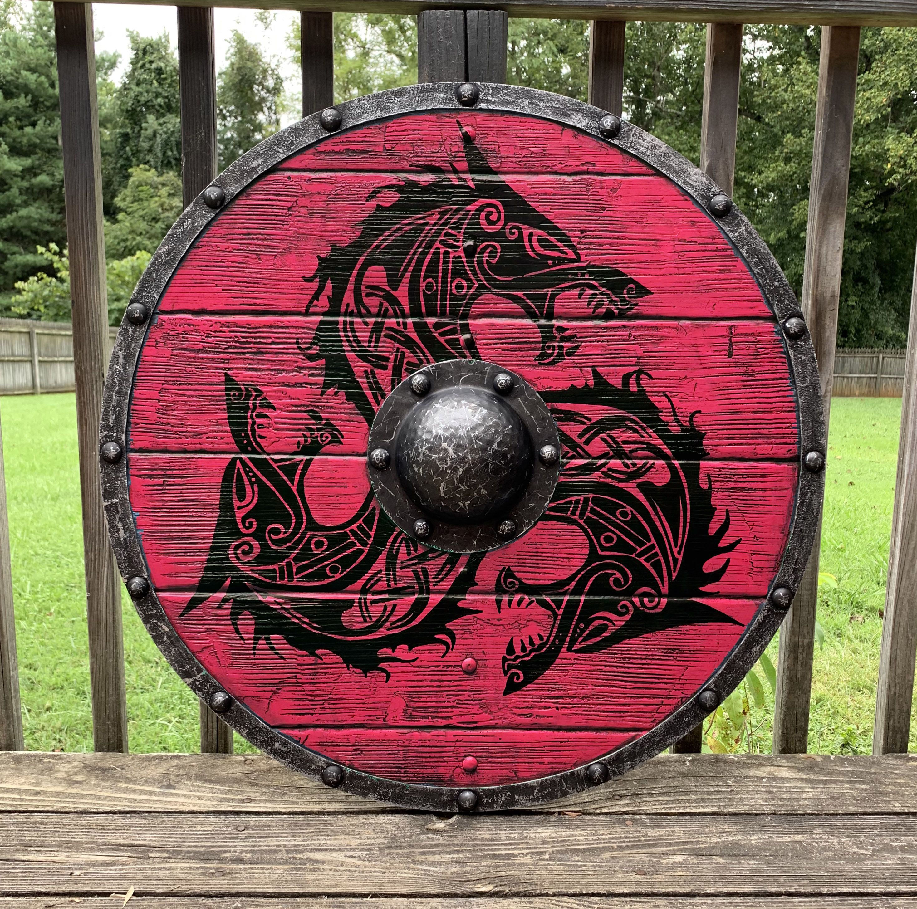 Wallpaper #AWjQGZMBSpphPi3-KBla93 Red Fenrir Viking Shield with Battleworn Finish Viking Shield Design
