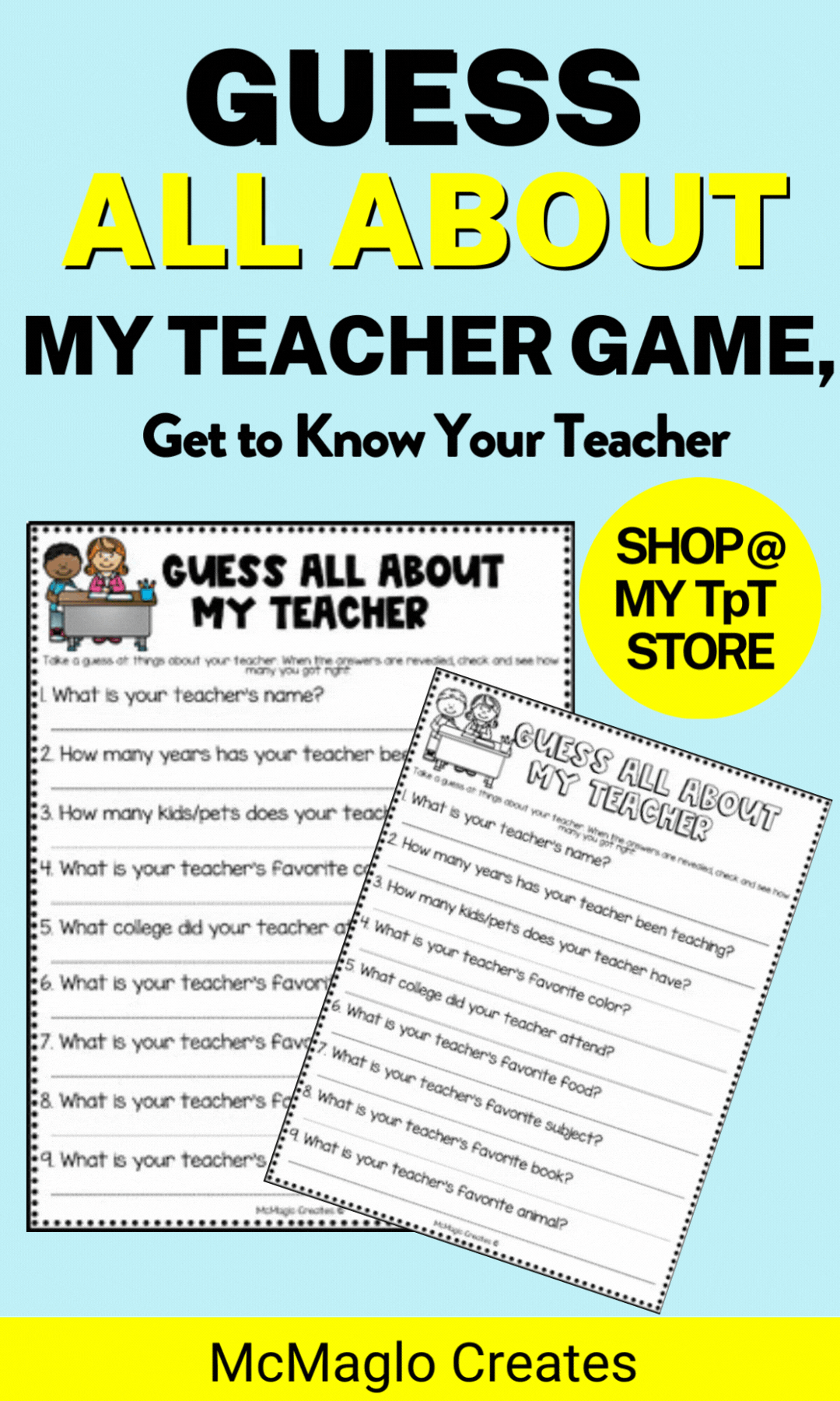 Wallpaper #yTG1NZMB5zzyi_yY3lfV285 Guess All About My Teacher Game Get to Know Your Teacher Printable