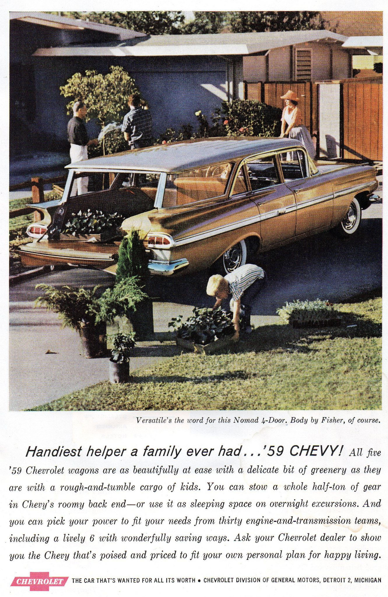 Wallpaper #4aeuMpMBlSzal8H1CtvX174 1959 Chevrolet Nomad 4 Door Wagon USA Original Magazine Advertsement