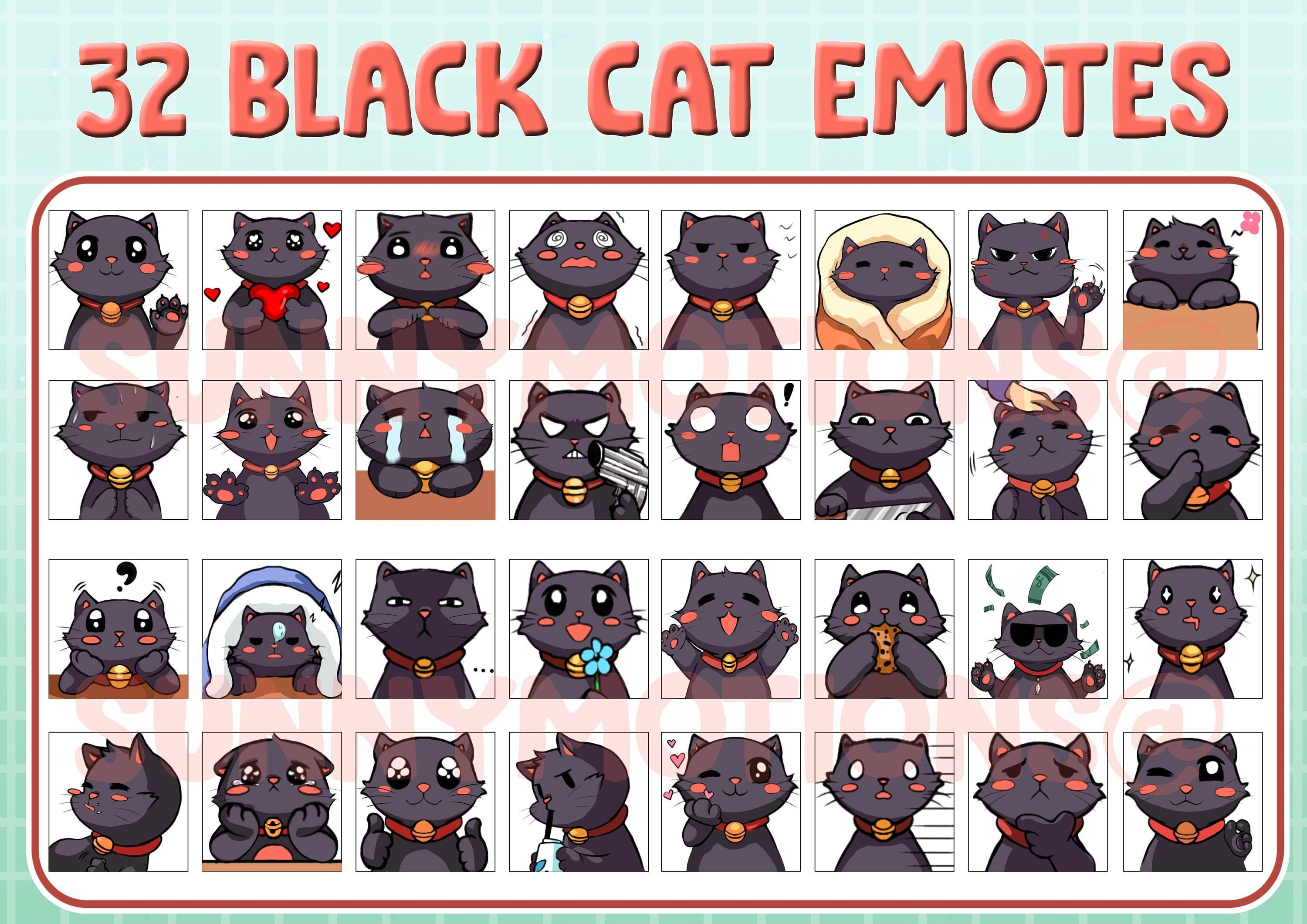 Wallpaper #LhnIFY8BtGB6xQ78w2yQ6 32x Twitch Discord Emotes Black Cat Kitty Cats Stream Etsy in