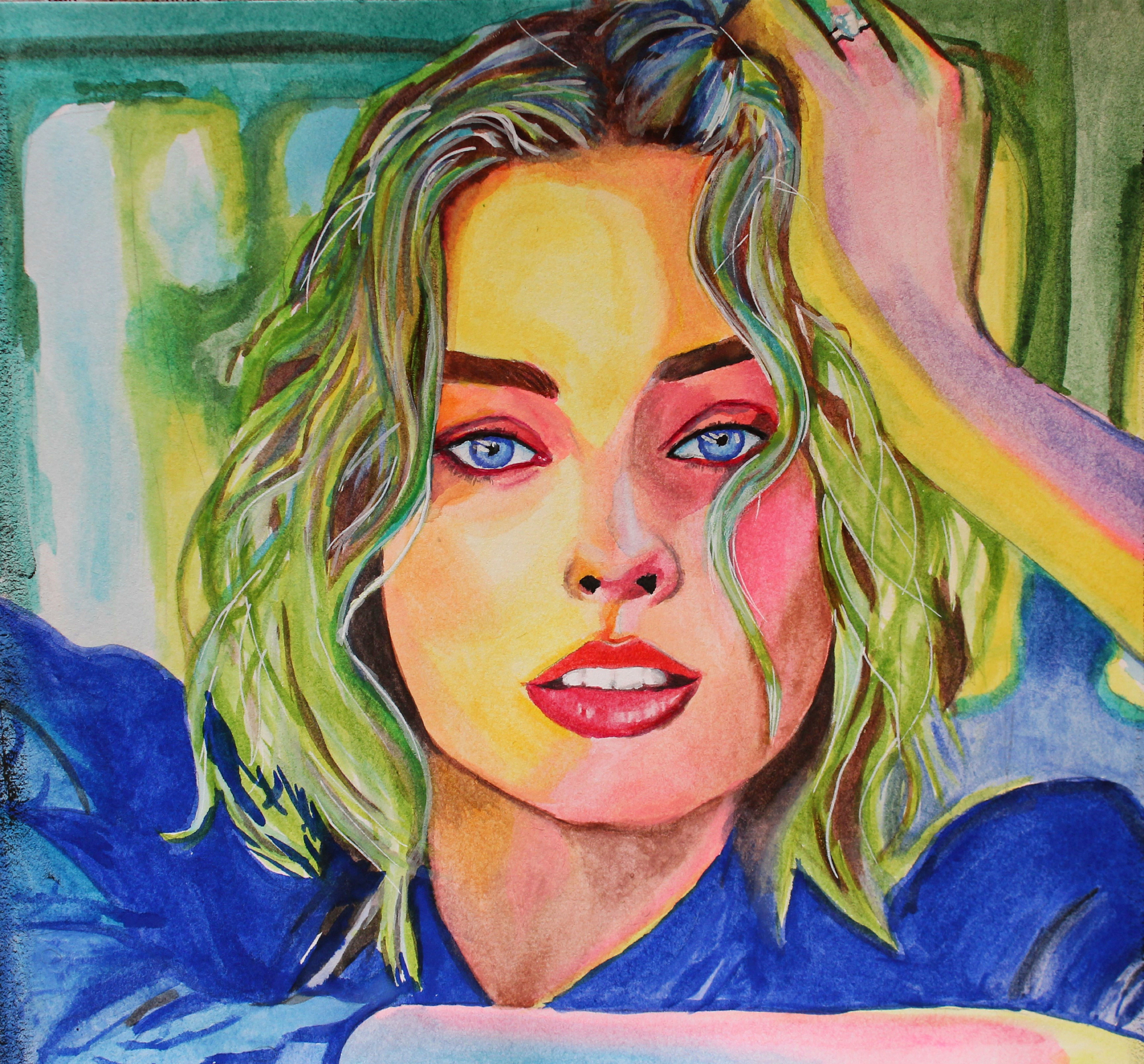 Wallpaper #YWcr-5IBSpphPi3-CZPD450 Margot Robbie Watercolor Portraits Portrait Drawing Margot Robbie