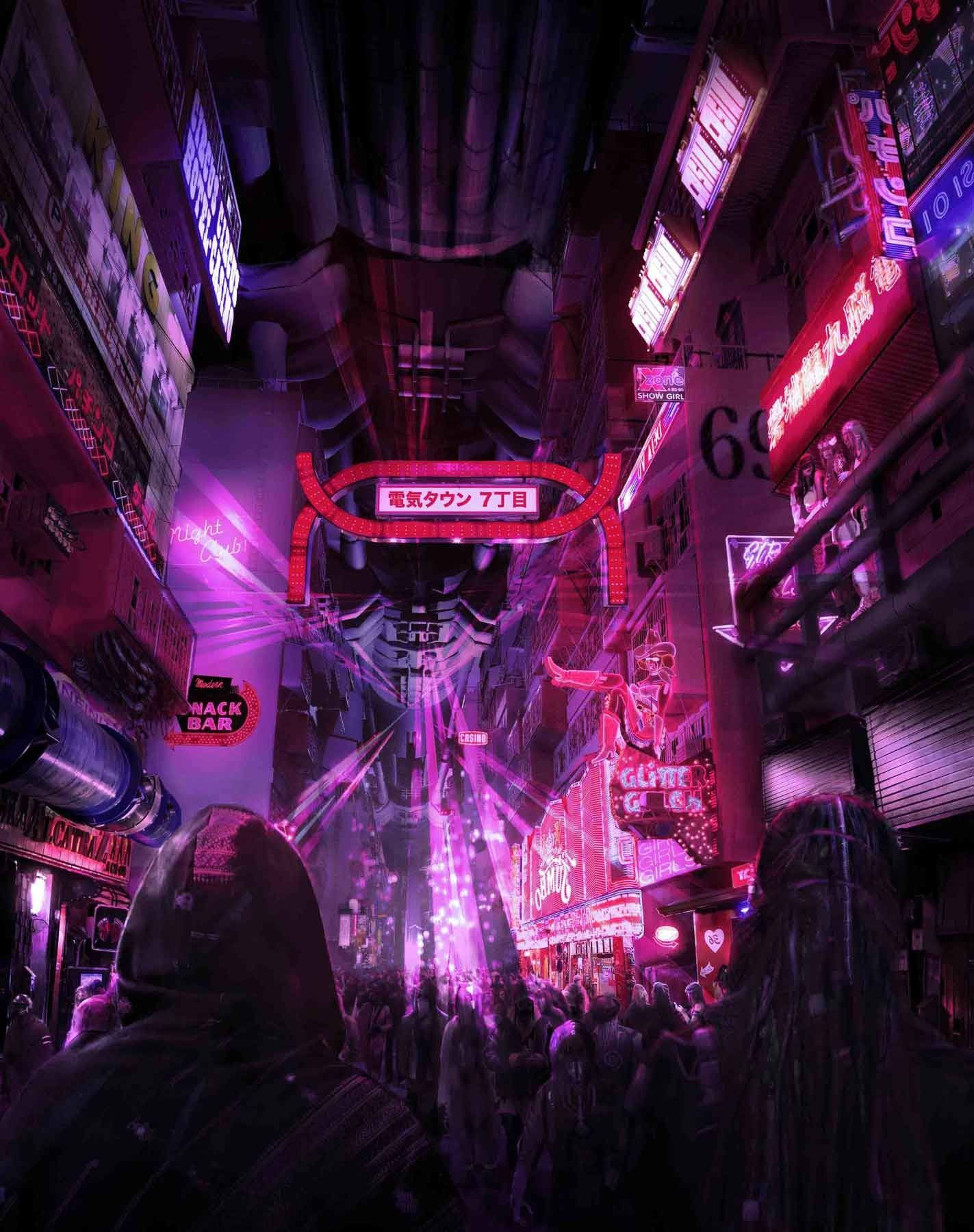 Wallpaper #sXSw1I4B_8f4nGFa4HWG41 Artstation Neon Cyber Street Bhavesh Yuta Cyberpunk City