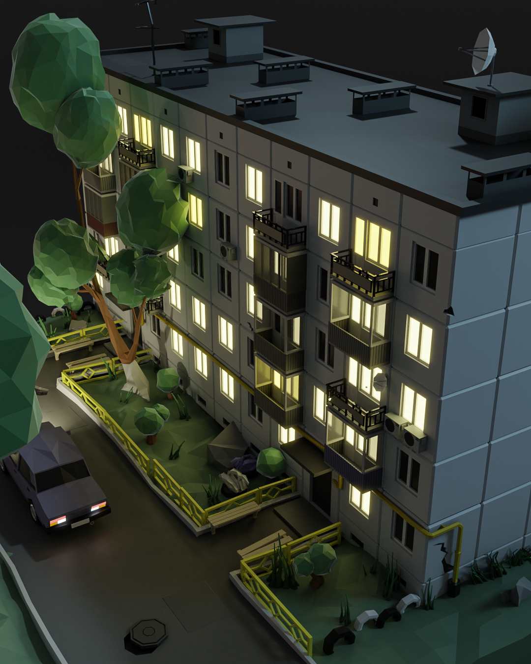 Wallpaper #aWfA6pIBSpphPi3-sEia84 Architecture Exterior Architecture House 3D Building Models Low Poly
