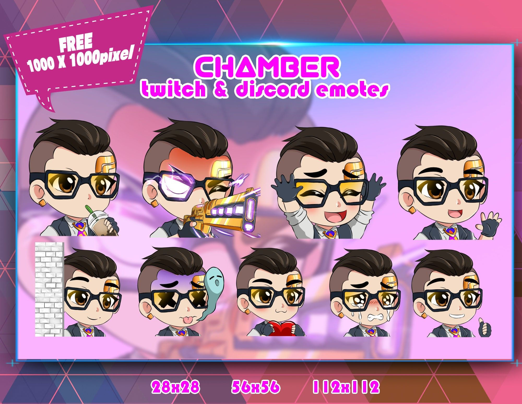 Wallpaper #F551B Jett Valorant Chibi Twitch Emotes Pakket Discord Etsy Nederland