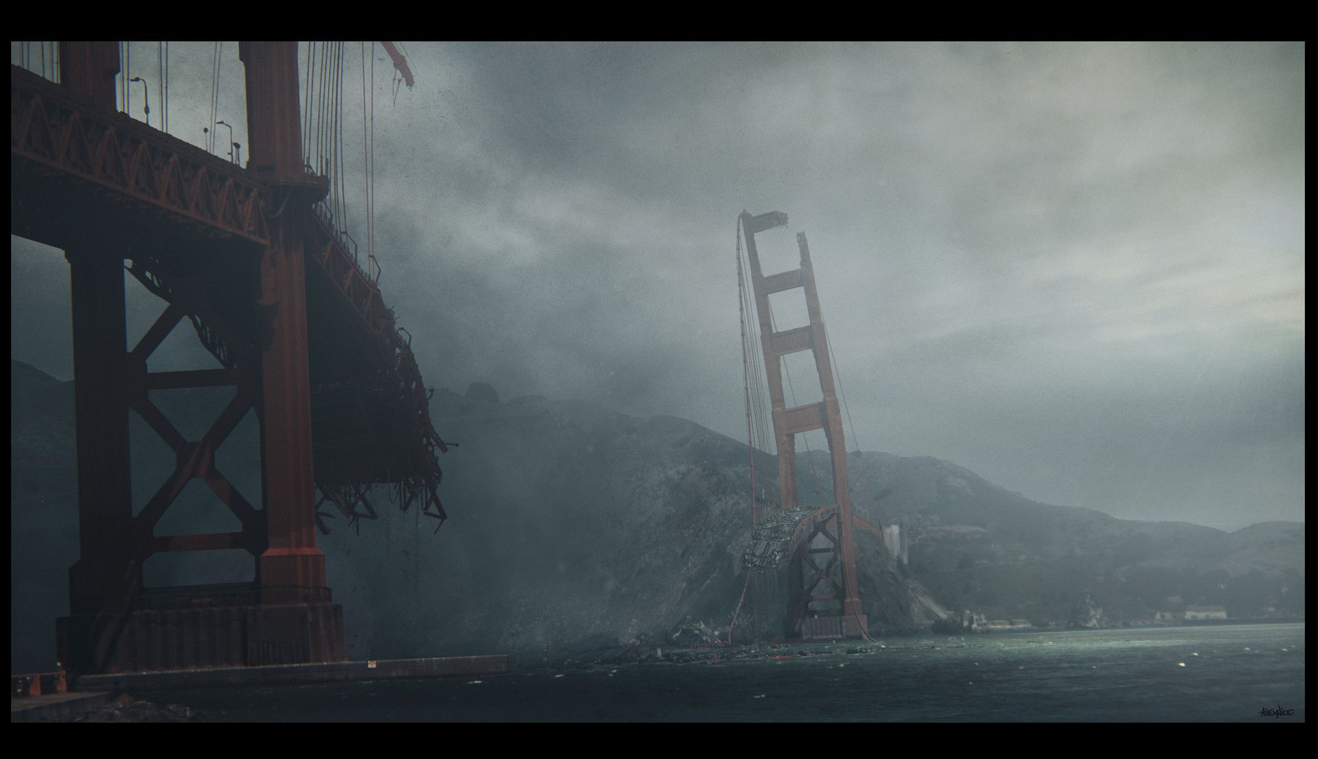 Wallpaper #NWegBpMBSpphPi3-J8JF455 Artstation Golden Gate Bridge Destroyed by Kaiju Alex Nice Golden