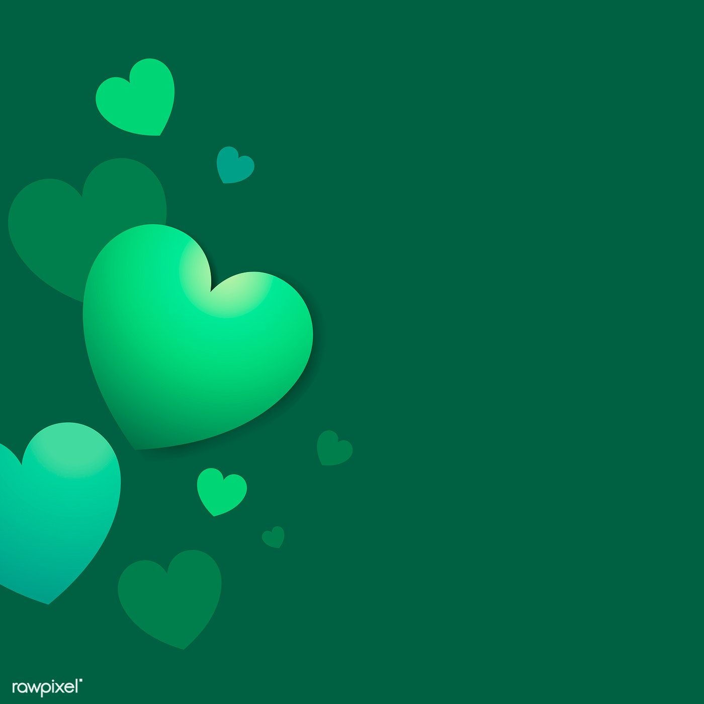 Wallpaper #Tmd395IBSpphPi3-tobx120 Green Colored Hearts Background Vector Free Image by Rawpixelcom