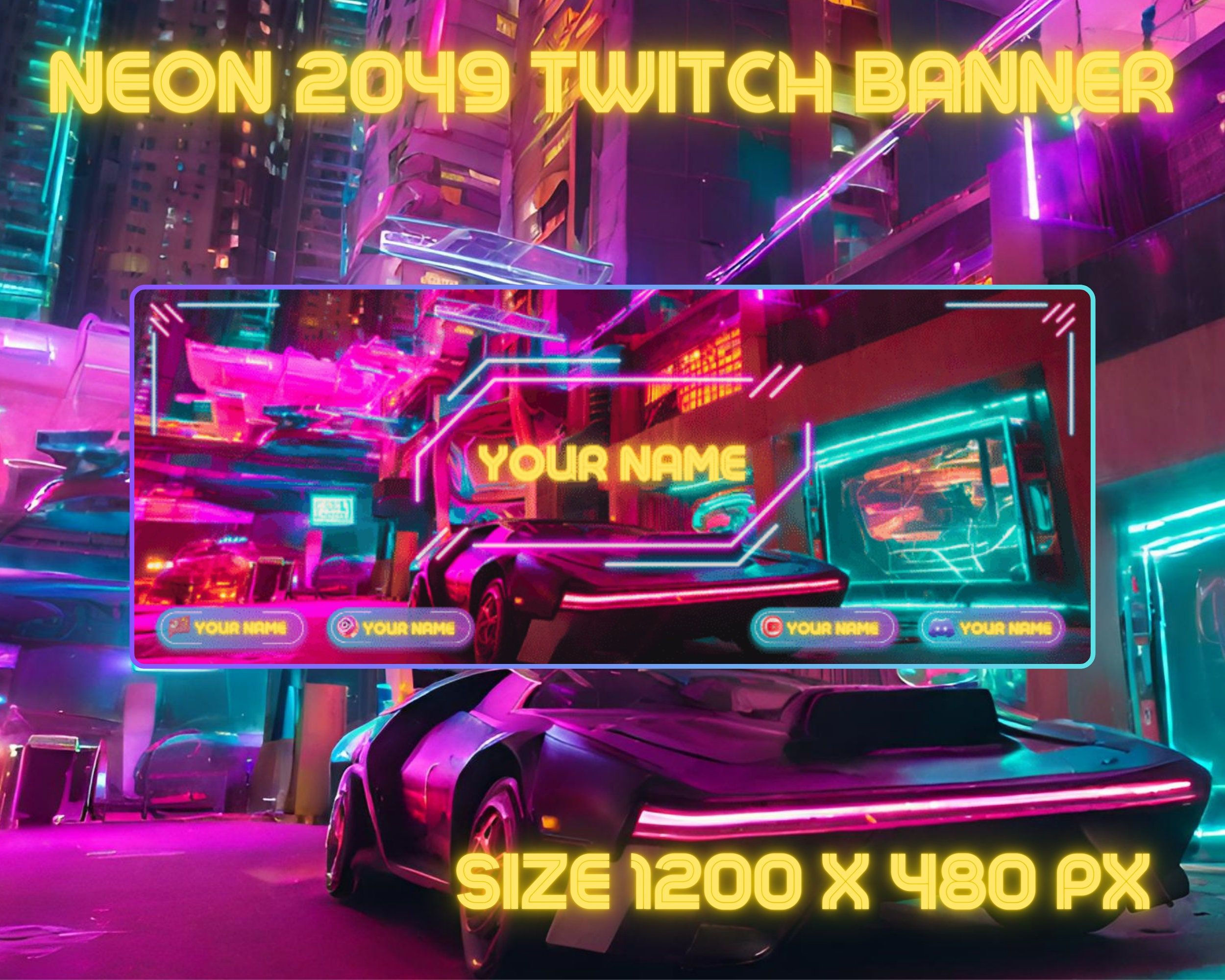 Wallpaper #P2grFJMBSpphPi3-vQNe391 Futuristic Cyberpunk Stream Banner Customize Etsy Canada in 2024