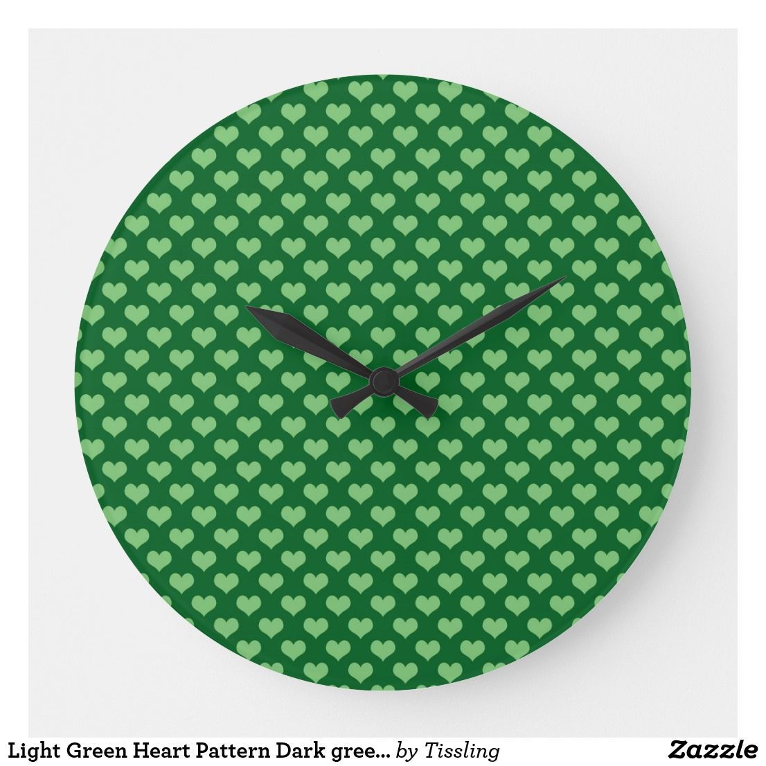 Wallpaper #Tmd395IBSpphPi3-tobx177 Light Green Heart Pattern Dark Green Background Large Clock Green