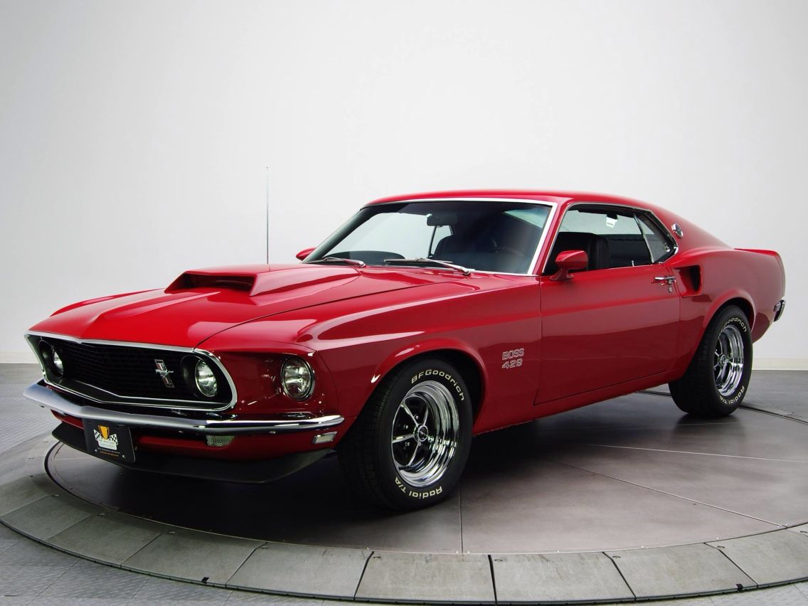 Wallpaper #NhVsuo4BmMigT4UnmlZ939 A Red Muscle Car Sitting on Top of a Cement Floor