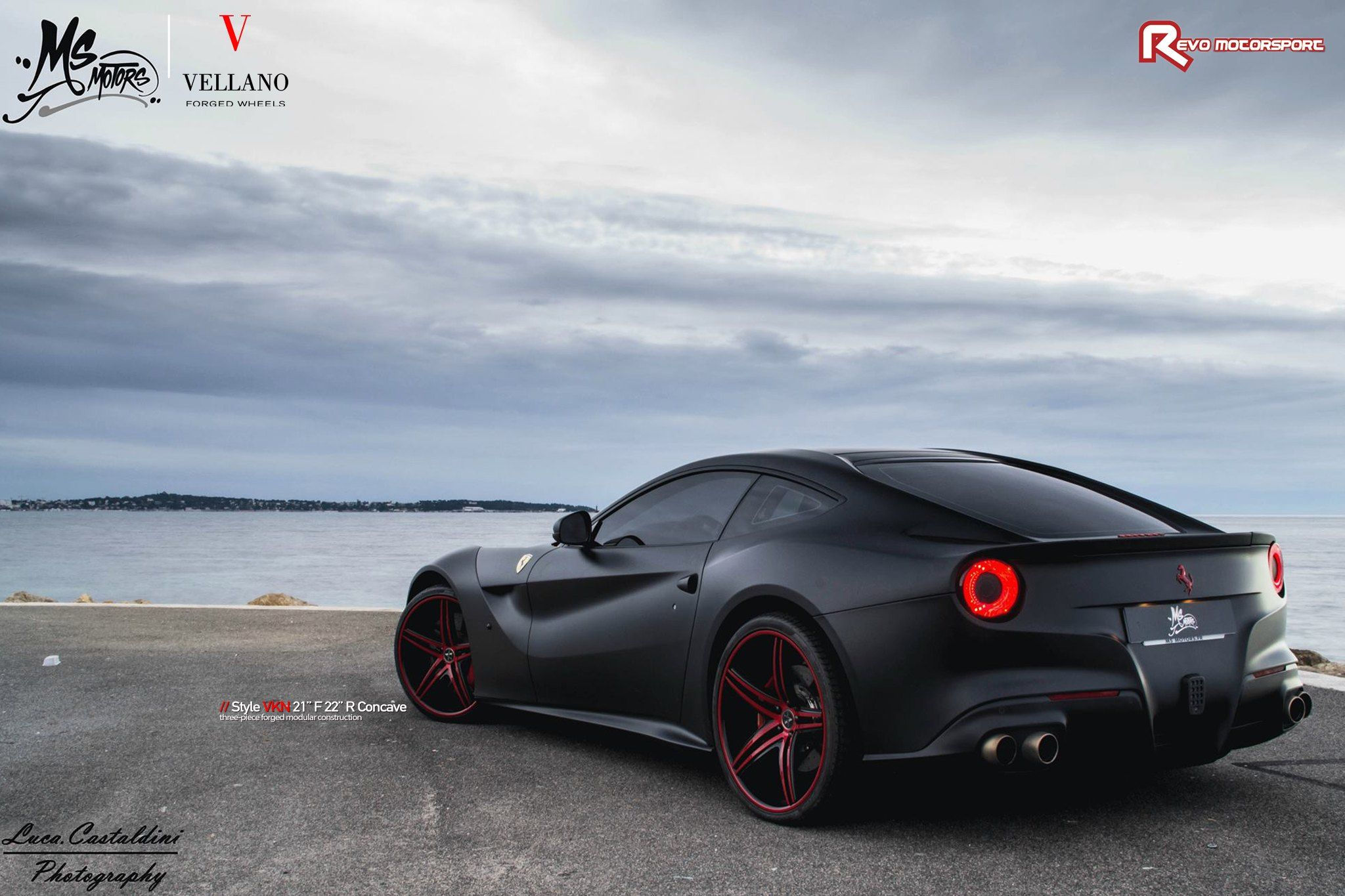 Wallpaper #uBncA48BtGB6xQ78REzQ24 Menacing Matte Black Ferrari F12 Boasting Red Accents Ferrari