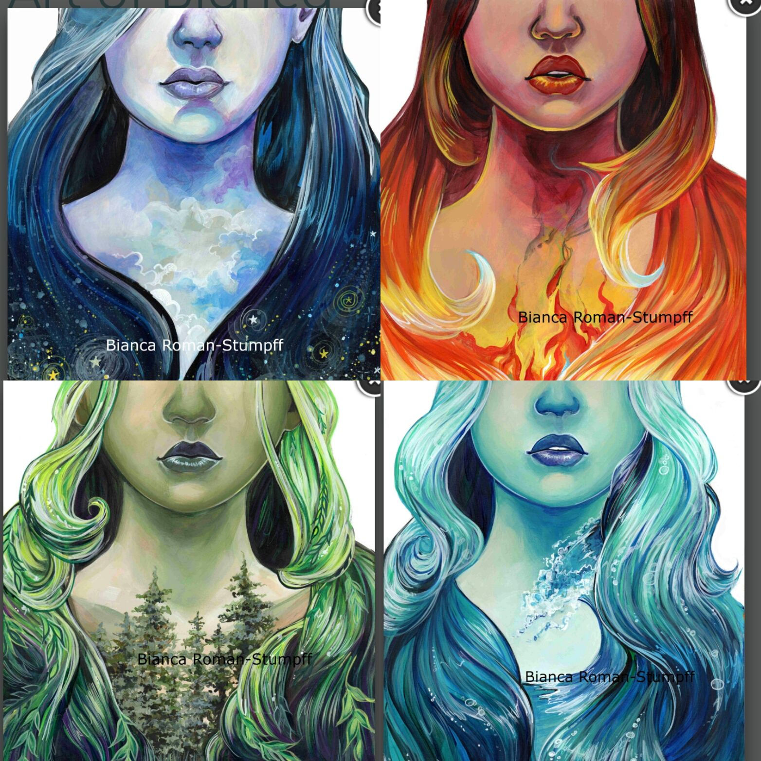 Wallpaper #MWff55IBSpphPi3-fDqn69 Aqua Ember Terra and Nova Elemental Nature Print Set from Art of