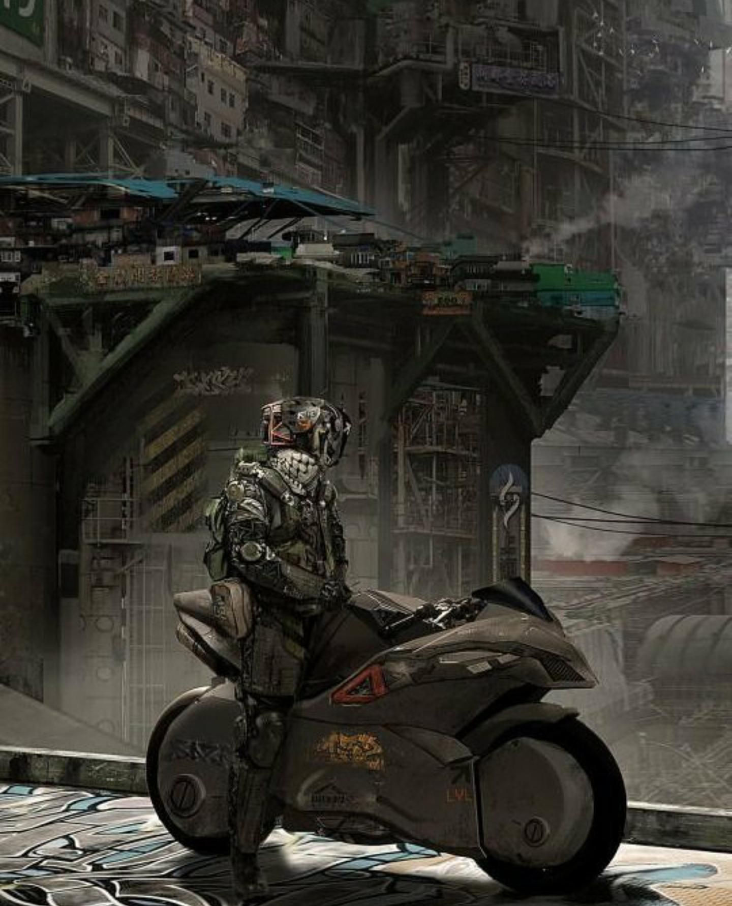 Wallpaper #Hn2b9I4Bnwiau_P6wRAz35 Motorcycle Cyberpunk Art Sci Fi Art Science Fiction Art