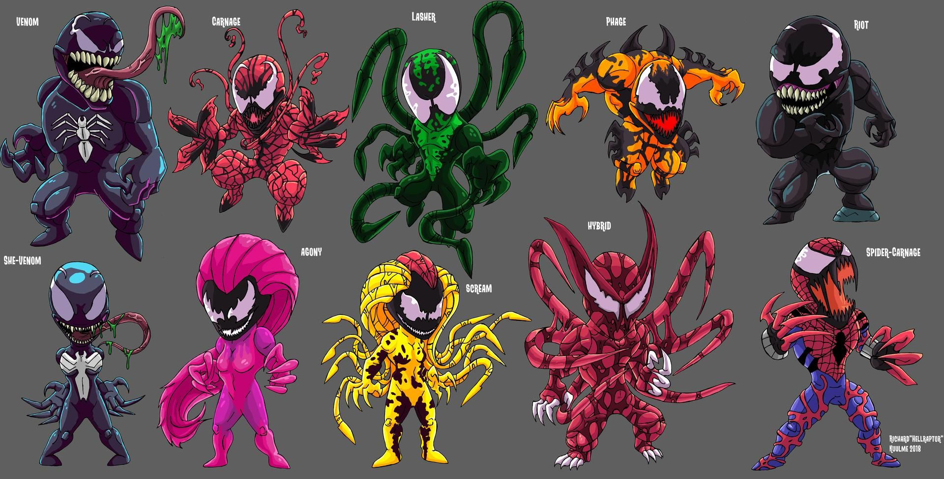 Wallpaper #XovFc5cBcm9NJah-o3U416 Chibi Symbiotes by Hellraptorstudios on Deviantart Marvel Characters