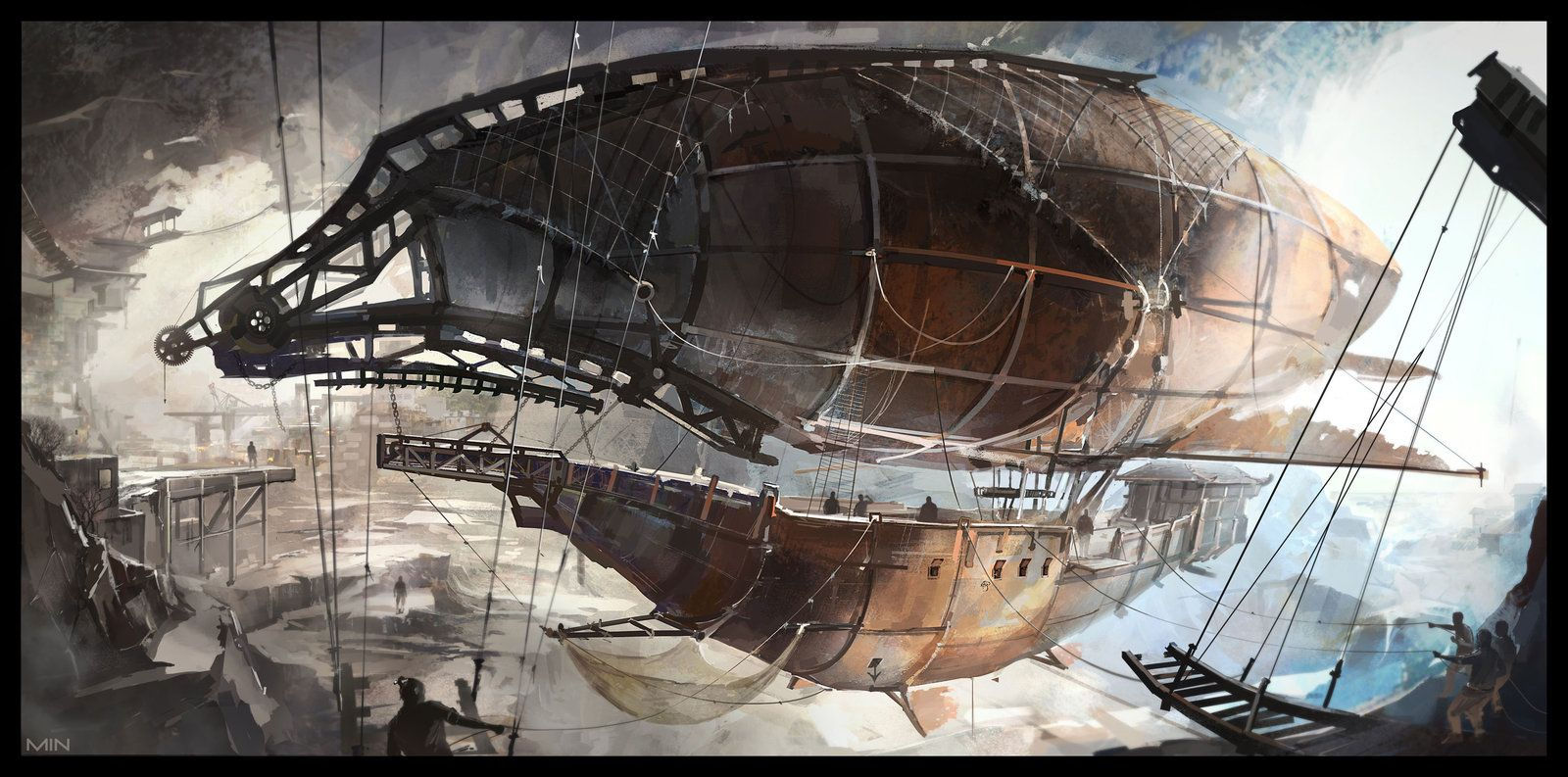 Wallpaper #7n1o9Y4Bnwiau_P6UBE110 Pirate Ship Min Nguen Steampunk Airship Dieselpunk Pirate Airship