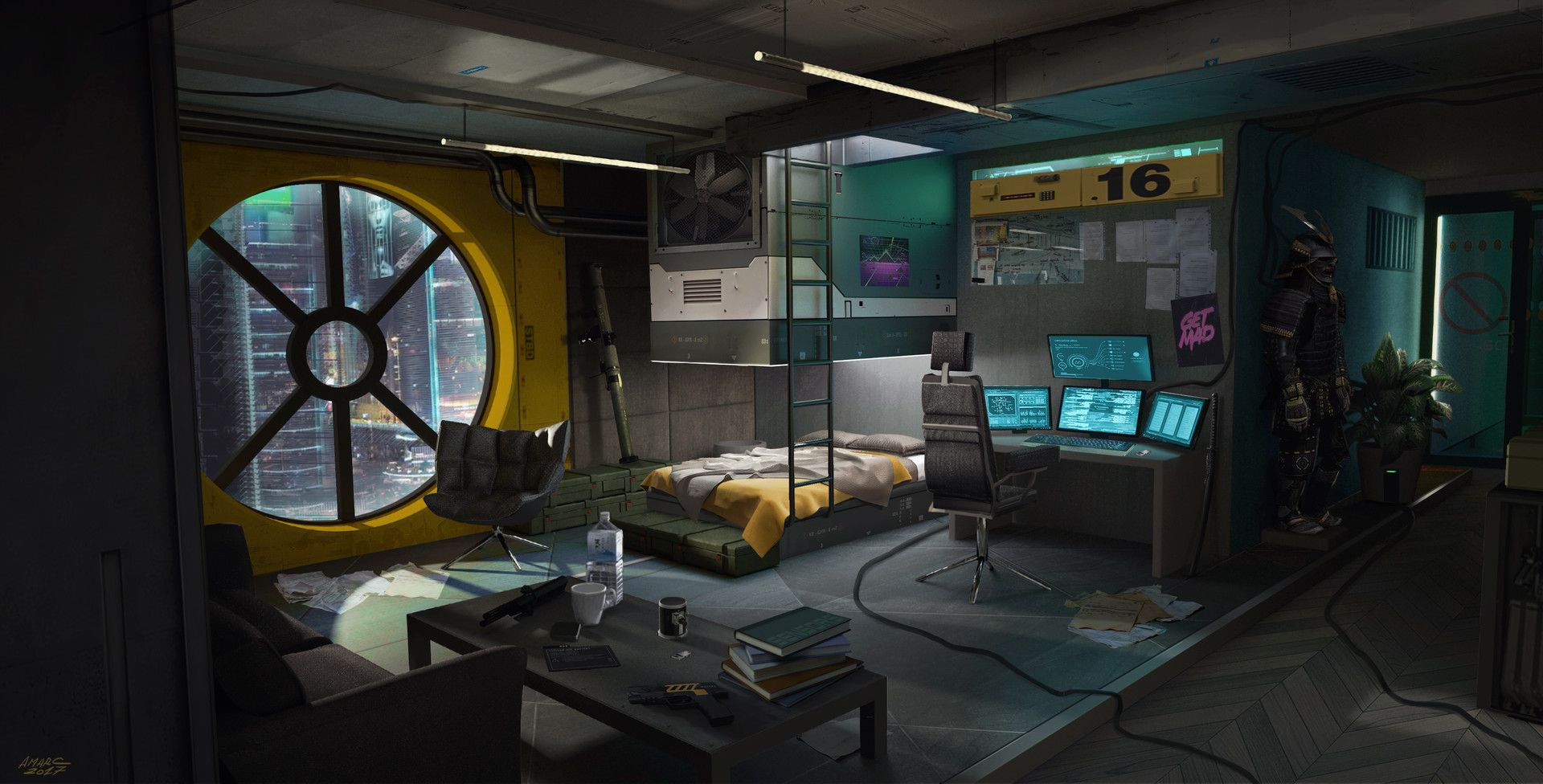 Wallpaper #RFjoM5MBzN9vxX340ToL330 Artstation Cyberpunk Room Adrian Marc Cyberpunk Room Interiors
