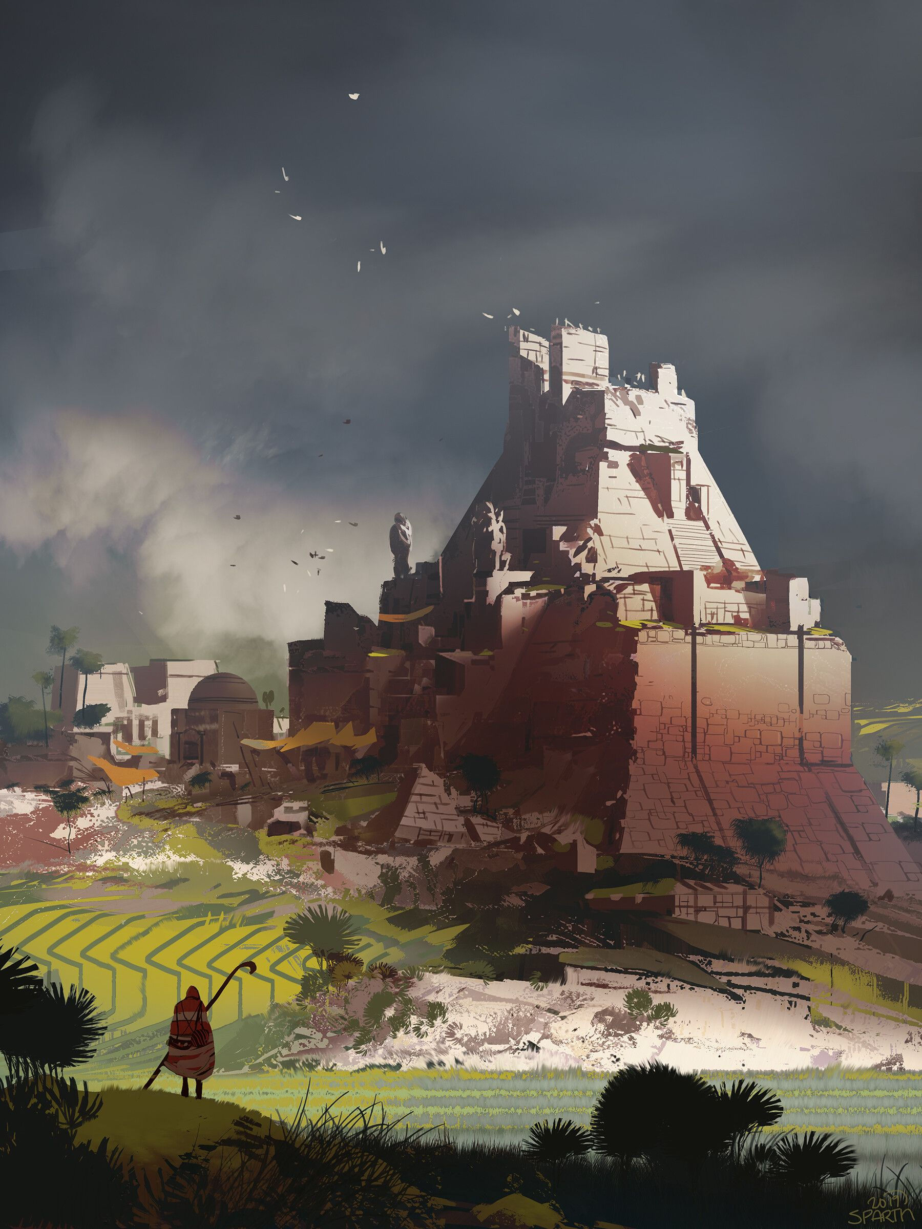 Wallpaper #M3078o4Bnwiau_P6VQu347 Desert Fortress by Sparth Desert Fortress Fantasy Concept Art Robot