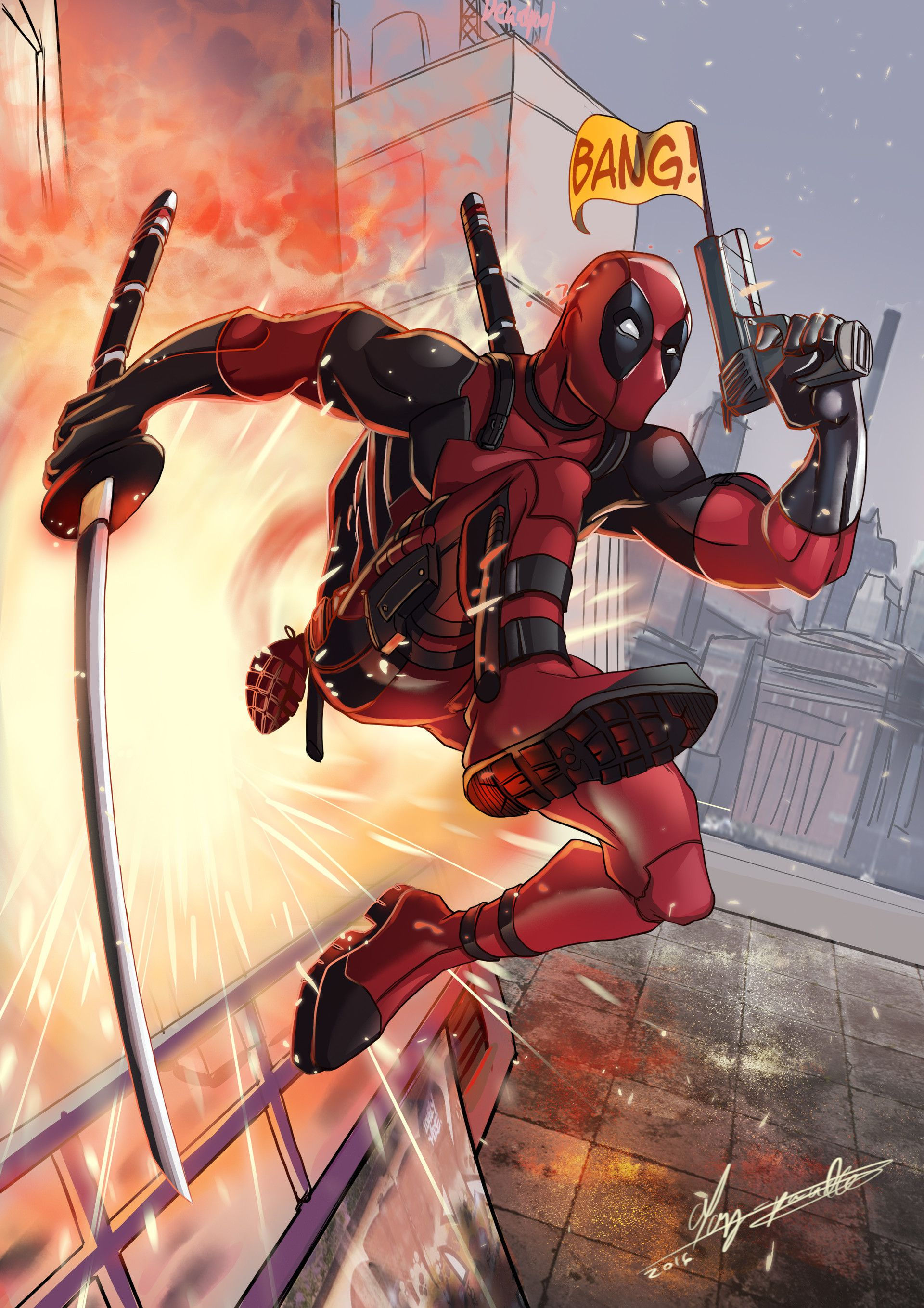 Wallpaper #7BGlM5MBXrlMTfB52Epu416 I Like Drawimg Action Postions and Deadpool is a Good Study Deadpool