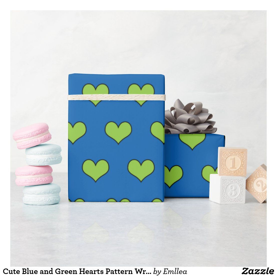 Wallpaper #Tmd395IBSpphPi3-tobx151 Cute Blue and Green Hearts Pattern Wrapping Paper Zazzle Custom
