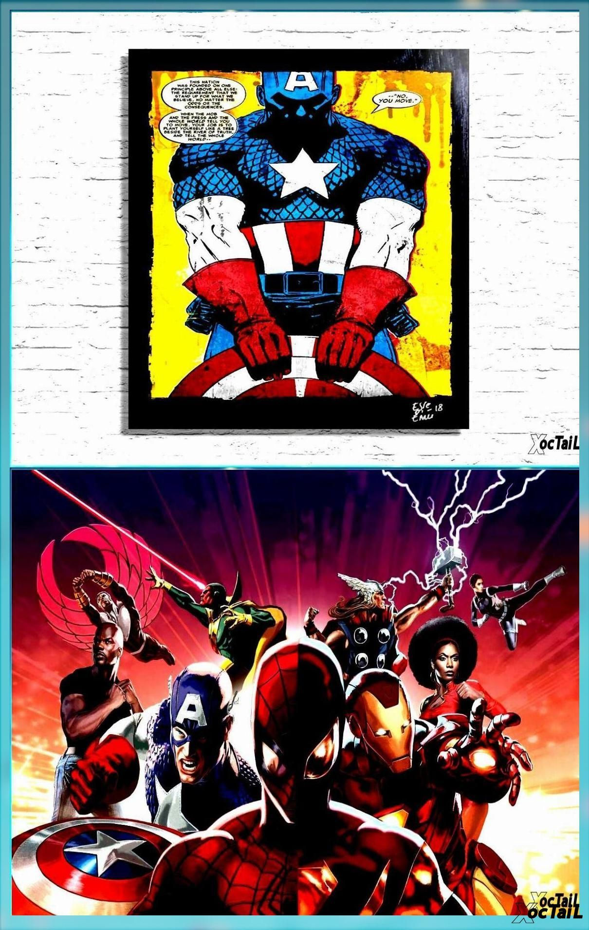 Wallpaper #36VyOJMBVBiSkHCa6I2W323 Captain America Marvel Comics Pop Art Original Framed Fine Art