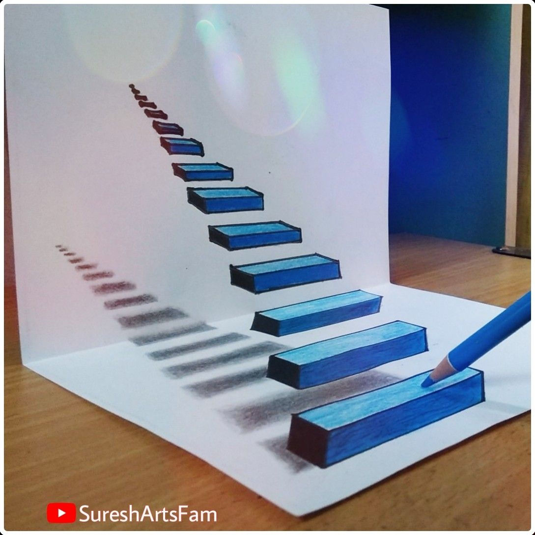 Wallpaper #Ph0GKpMBlOZrFDOkycPy238 3D Steps in Paper Illusion Trick Art Step by Step Pencil Drawing
