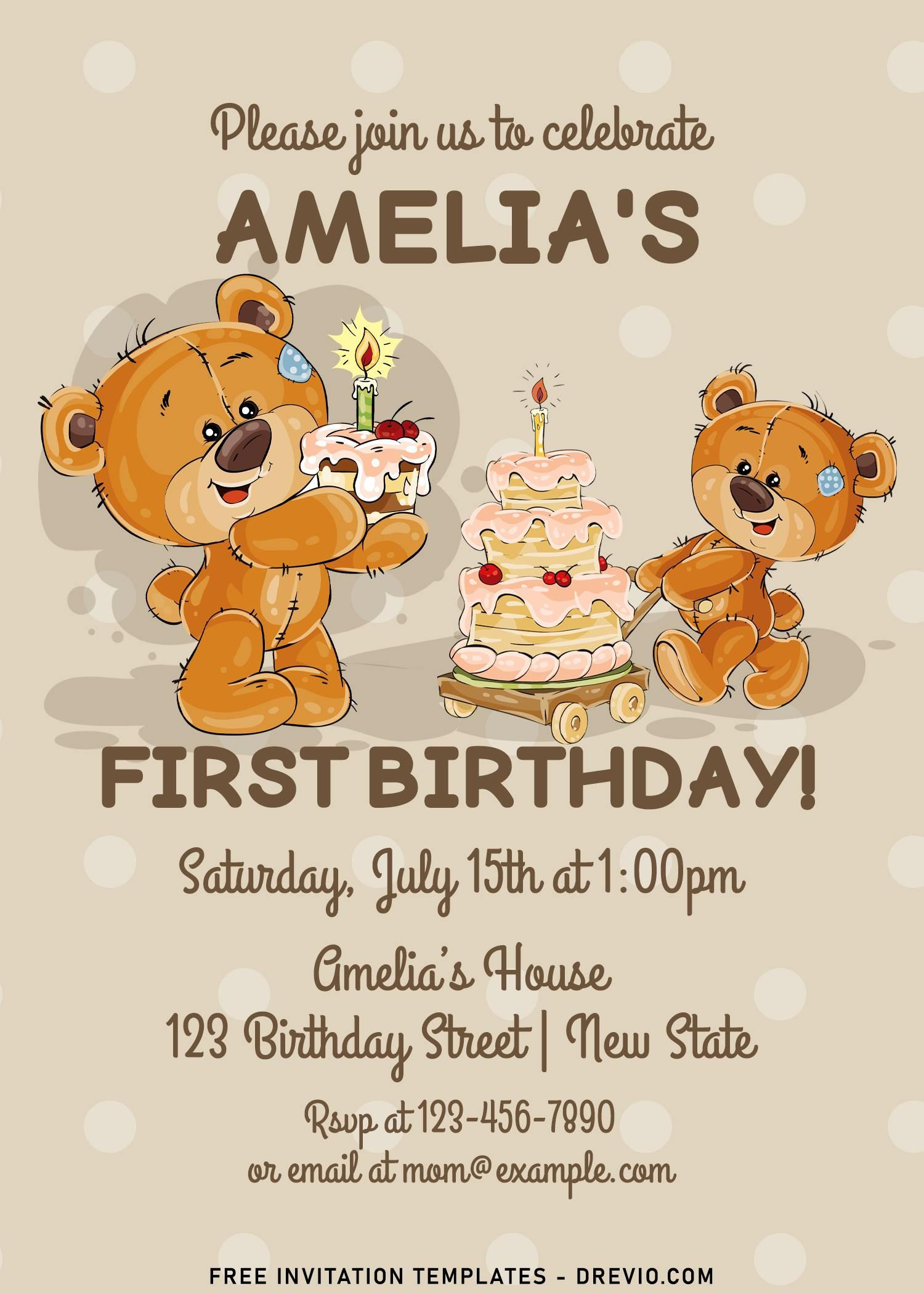 Wallpaper #nDEINpMB5zzyi_yYPFiv206 10 Sweetie Teddy Bear Birthday Party Invitation Templates for All Ages